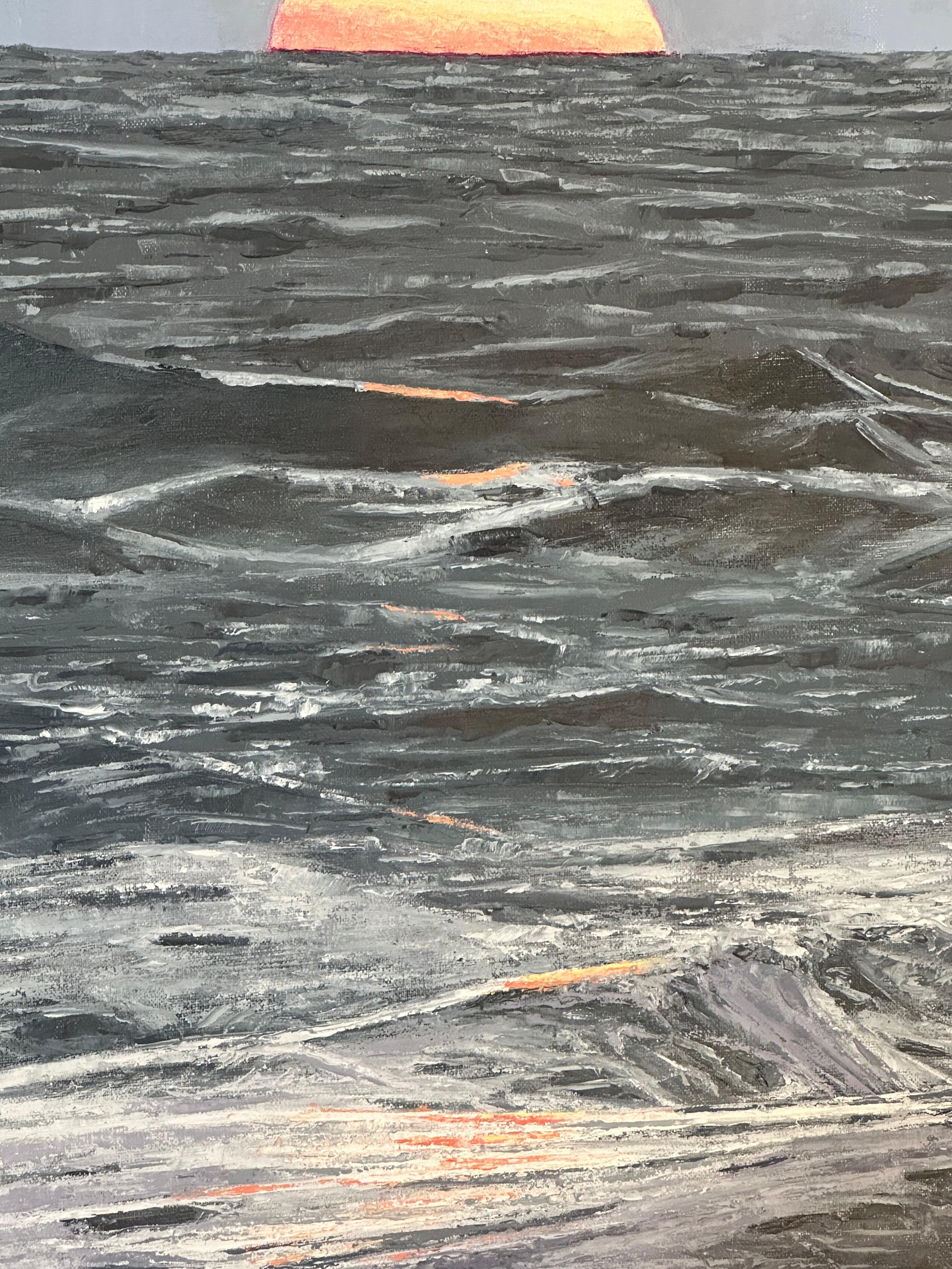 Paysage marin avec lever de soleil - Contemporary Sea Landscape Ocean Waves Morning Sky, 2024 en vente 4
