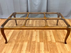 Thomas Saydah Large Walnut and Glass Coffee Table, Signed and Dated, 1982
