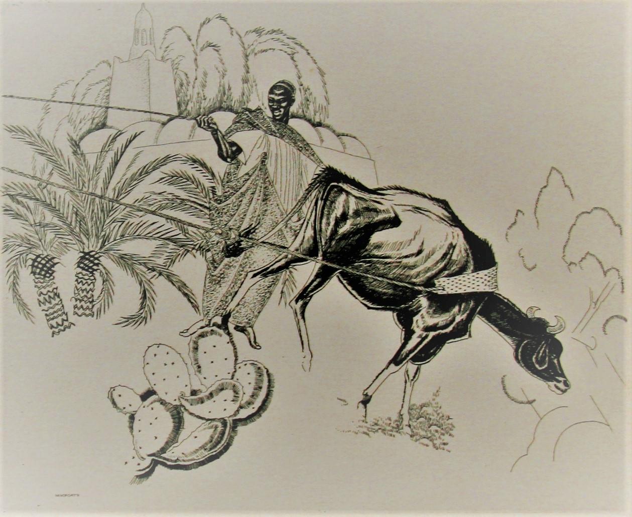 Thomas Schofield Handforth Figurative Print - Once a Cow [Tunisia].