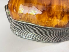 Thomas Sergent Majolica Great Tit Flower Pot and a Plate 19th Century