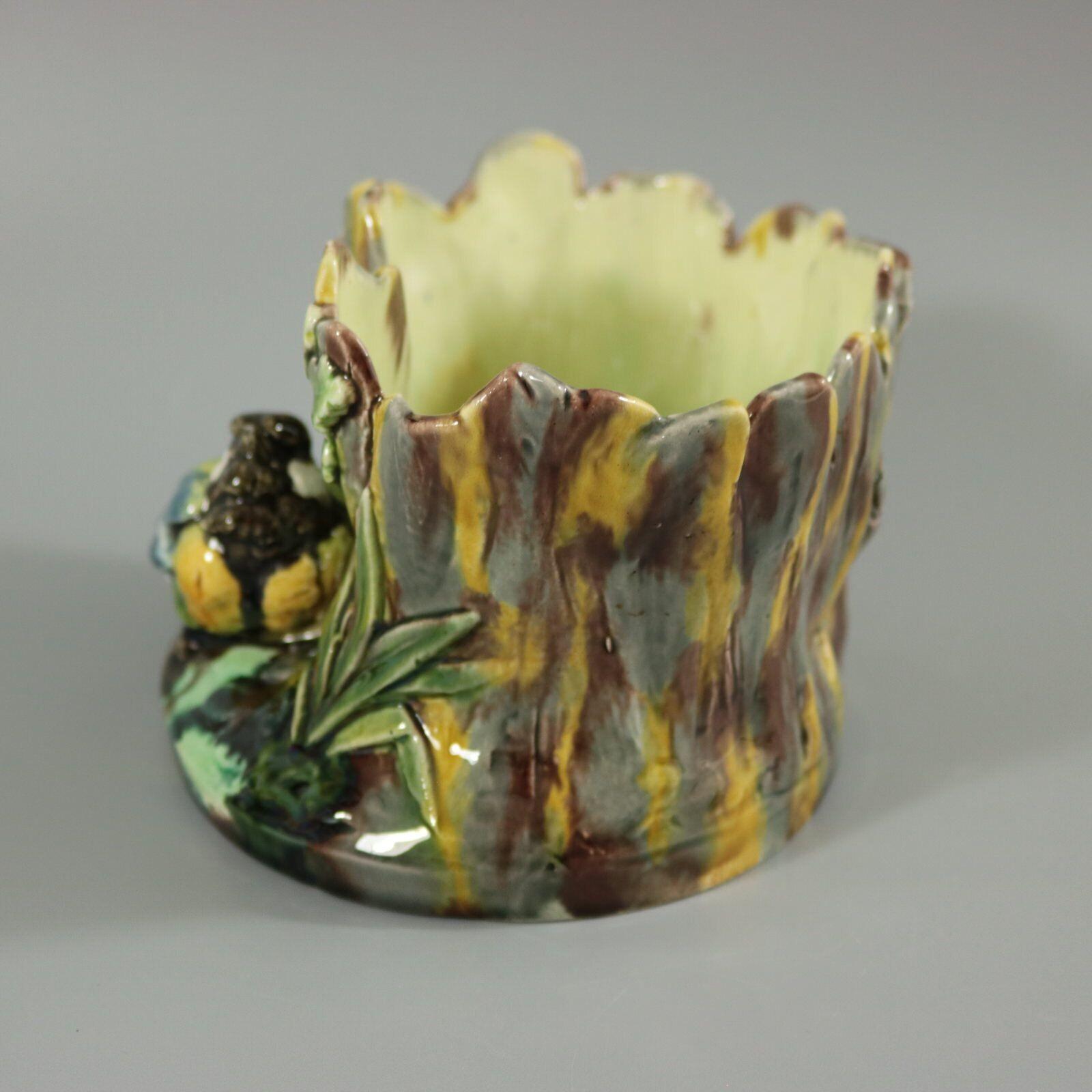 French Thomas Sergent Majolica Great Tit Flower Pot