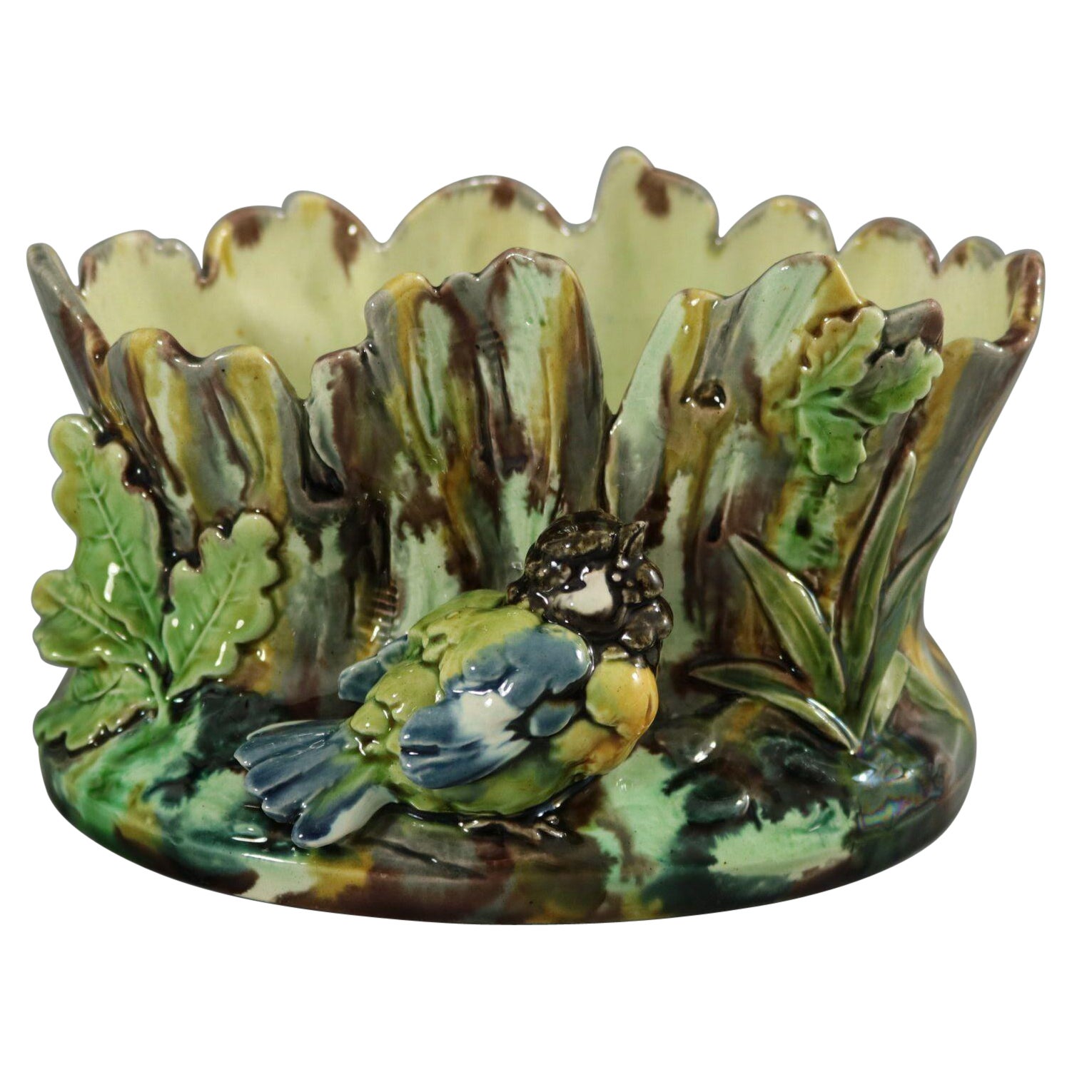 Thomas Sergent Majolica Great Tit Flower Pot