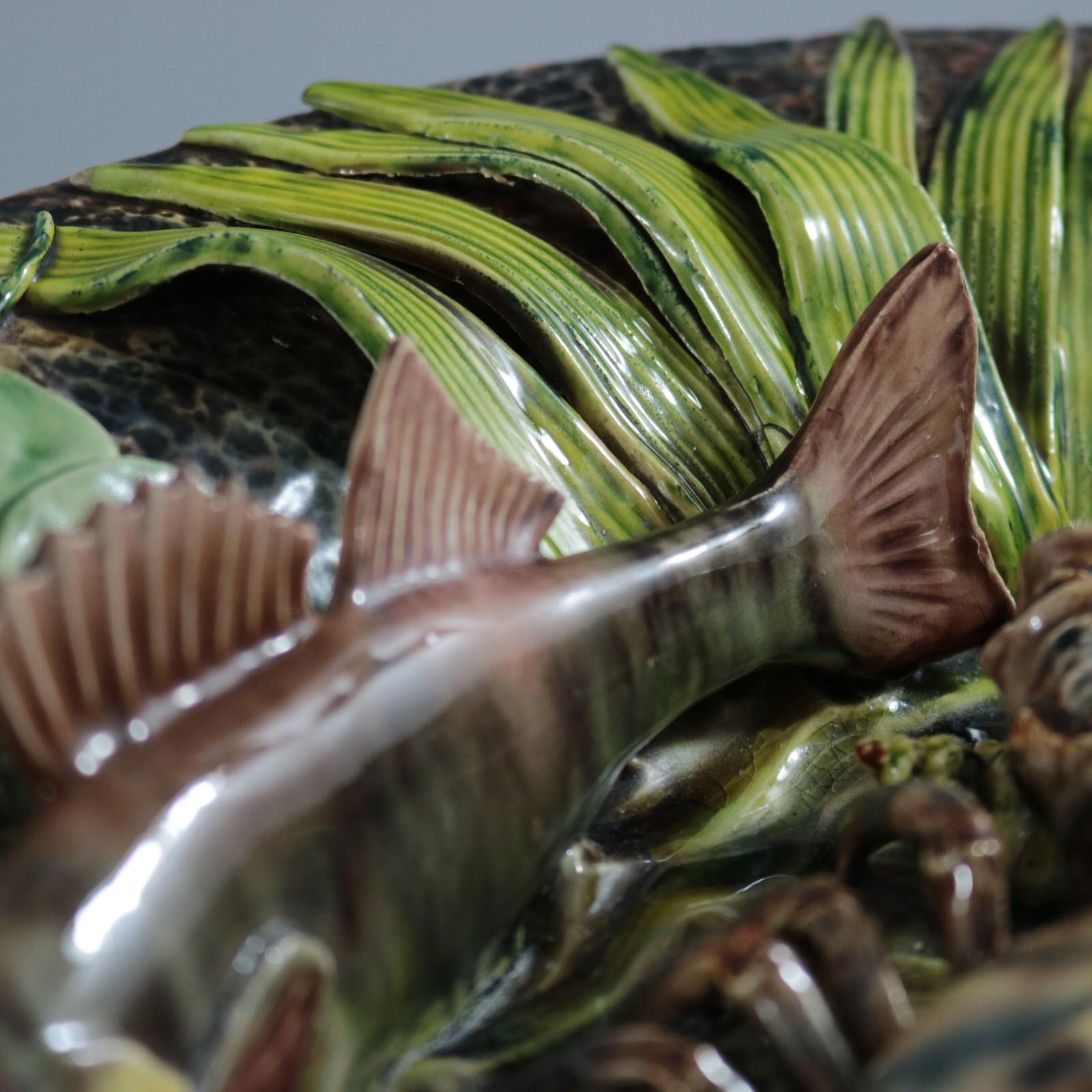 Thomas Sergent Palissy Majolica Crayfish and Fish Wall Platter 7