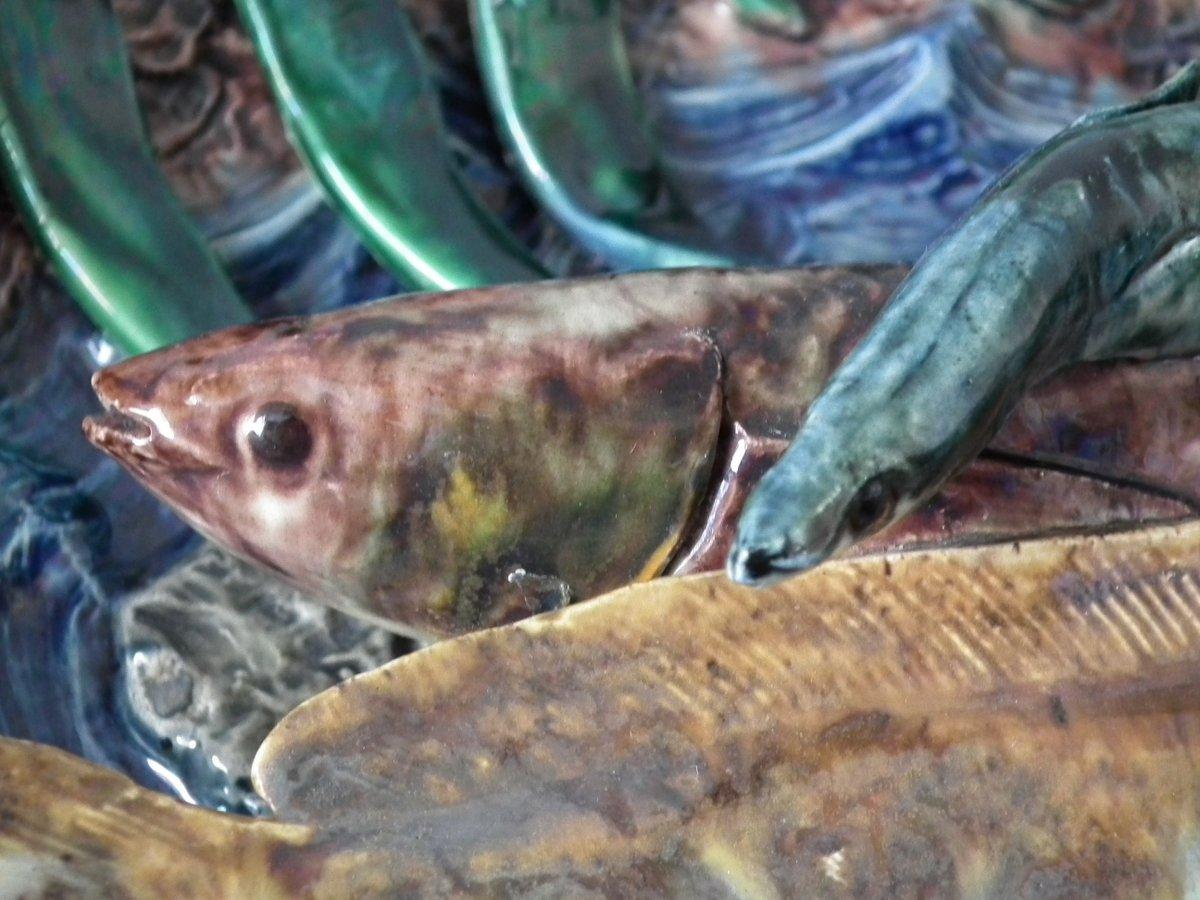 Glazed Thomas Sergent Palissy Majolica Fish Platter