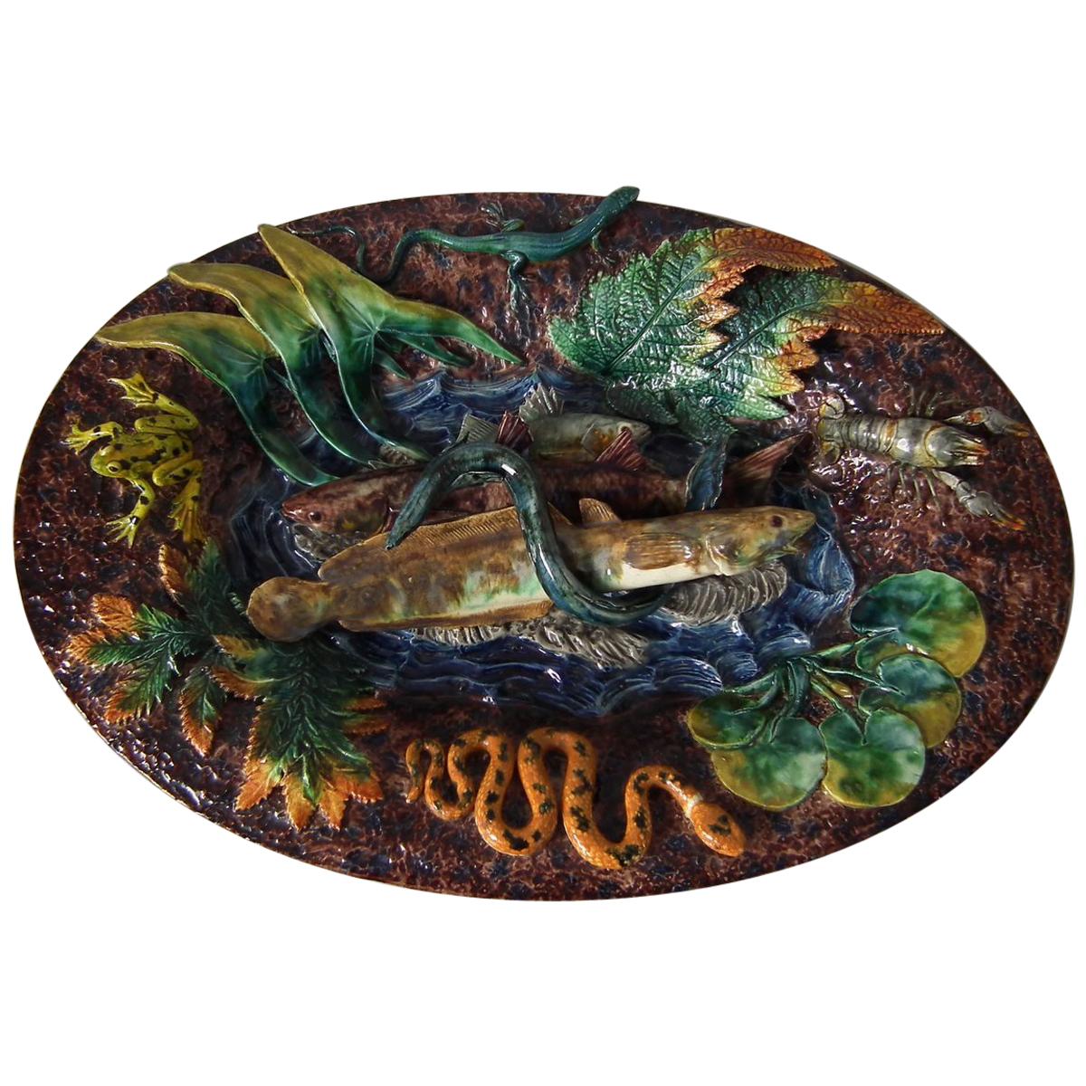 Thomas Sergent Palissy Majolica Fish Platter