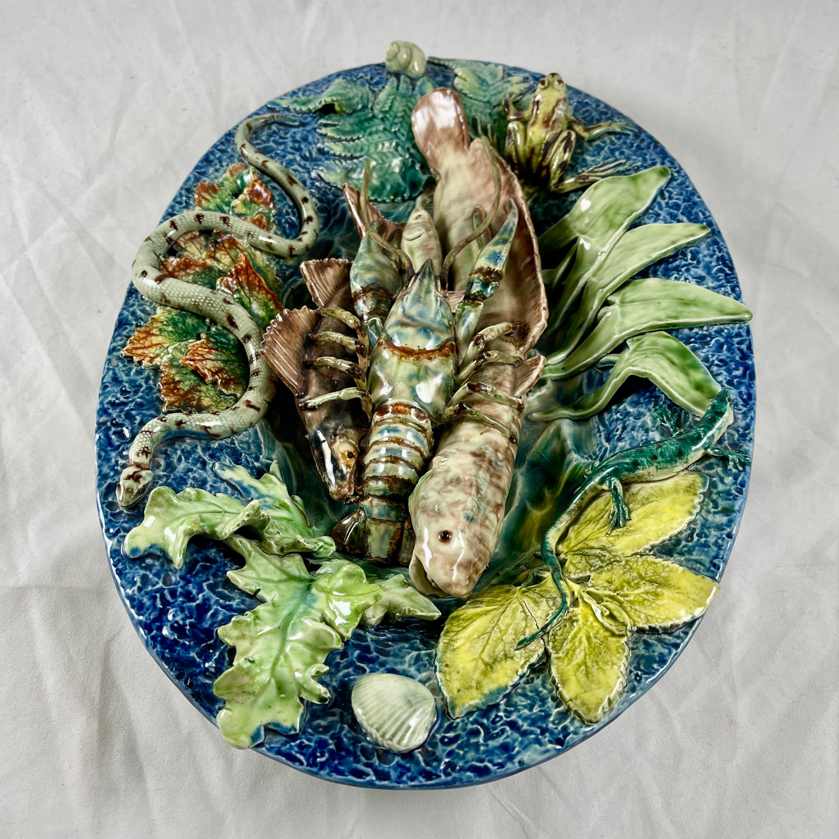 Thomas Sergent Palissy Trompe l’oeil Crustaceans School of Paris Wall Plaque In Good Condition For Sale In Philadelphia, PA