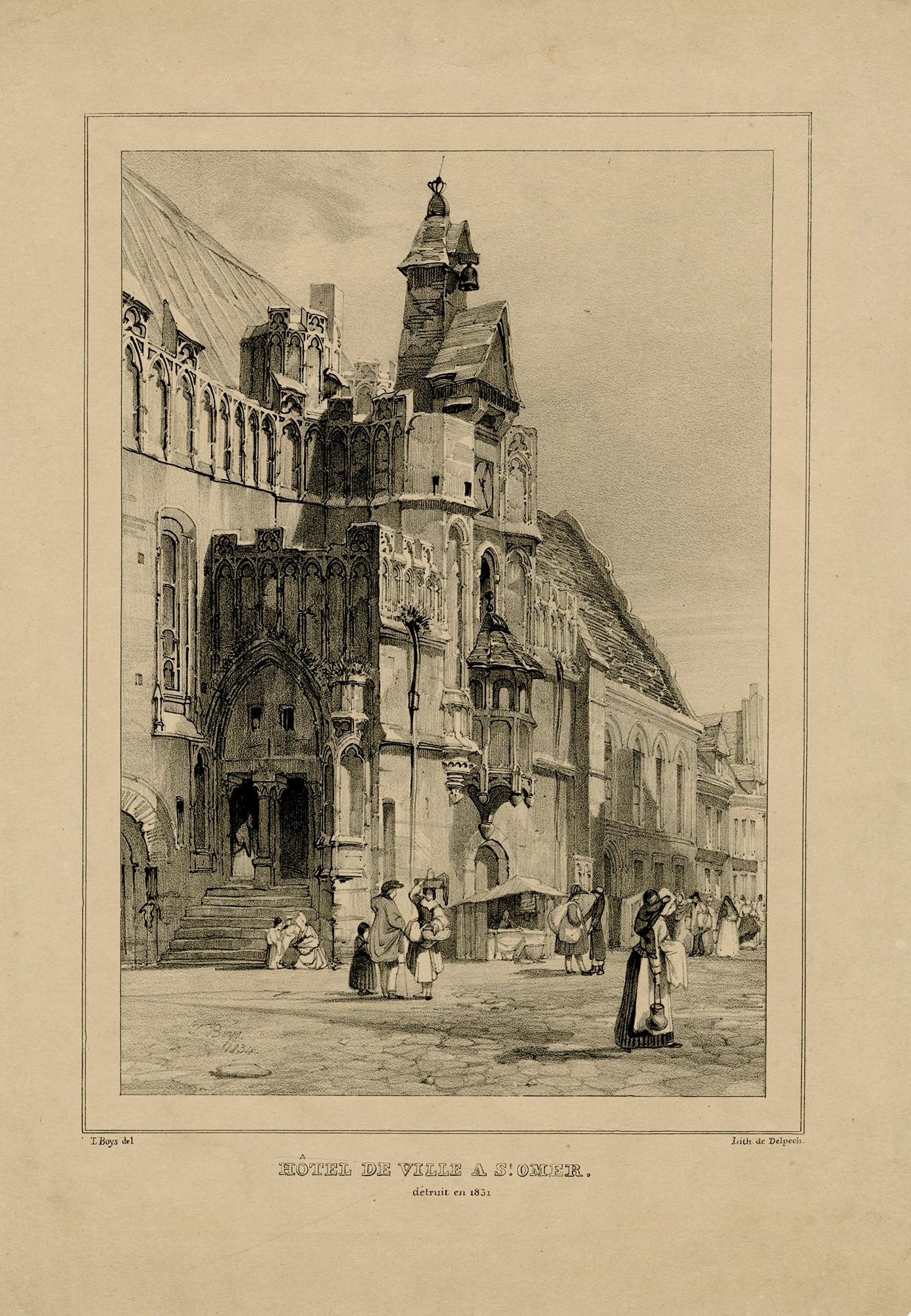 Hôtel de Ville à St. Omer - Print by Thomas Shotter Boys