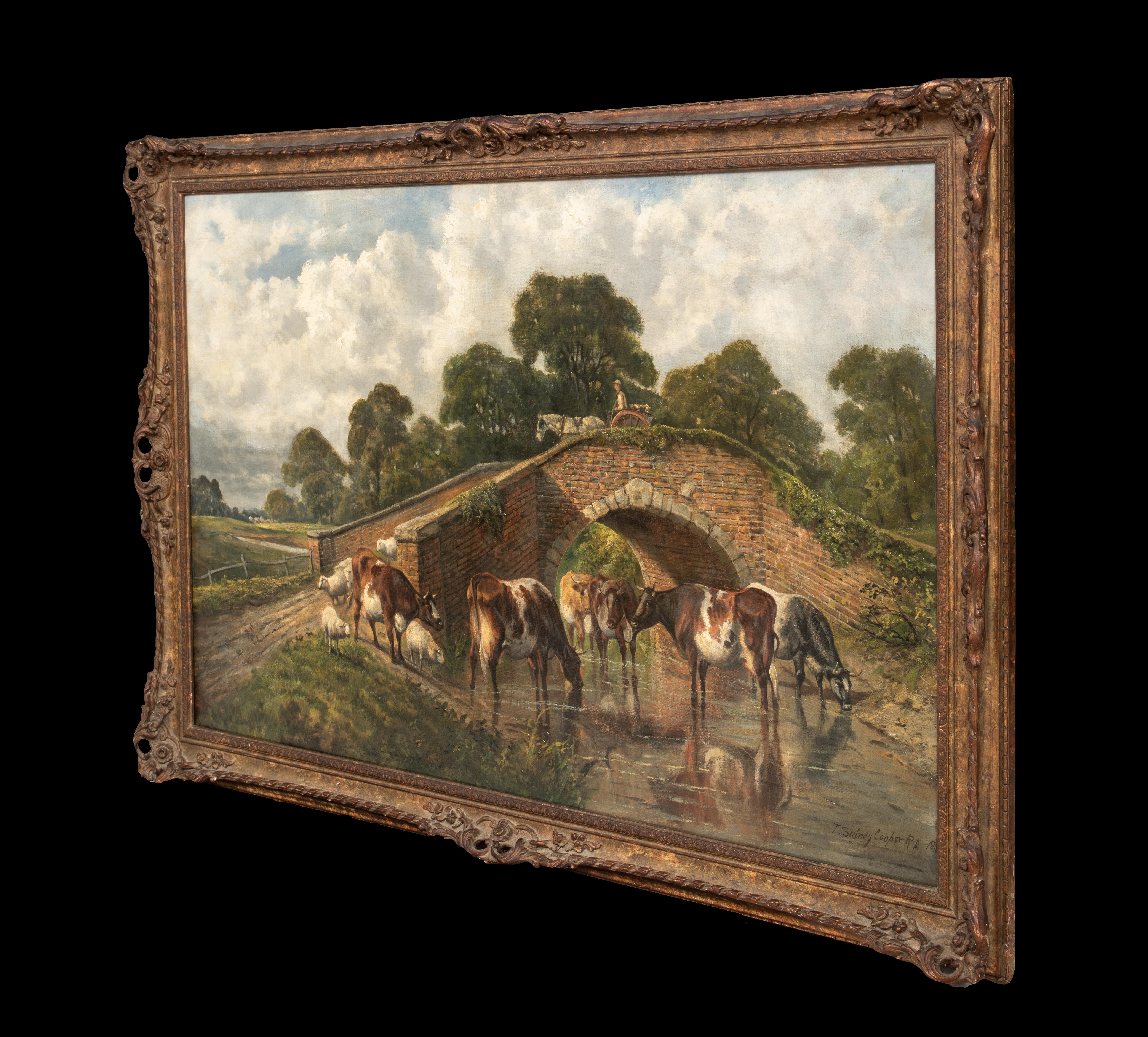 Bétail s'abreuvant au ruisseau, 19e siècle   par THOMAS SIDNEY COOPER (1803-1902) en vente 4