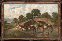 Antique Cattle Watering At The Stream, 19th Century   by THOMAS SIDNEY COOPER (1803-1902
