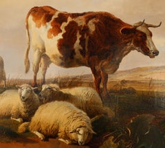 Mid Period Thomas Sidney Cooper, Landscape with Cows & Sheep 1865