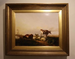 Antique Mid Period Thomas Sidney Cooper, Landscape with Cows & Sheep 1865