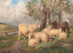 Sheep Resting, 19th Century  by Thomas Sidney COOPER (1803-1902)