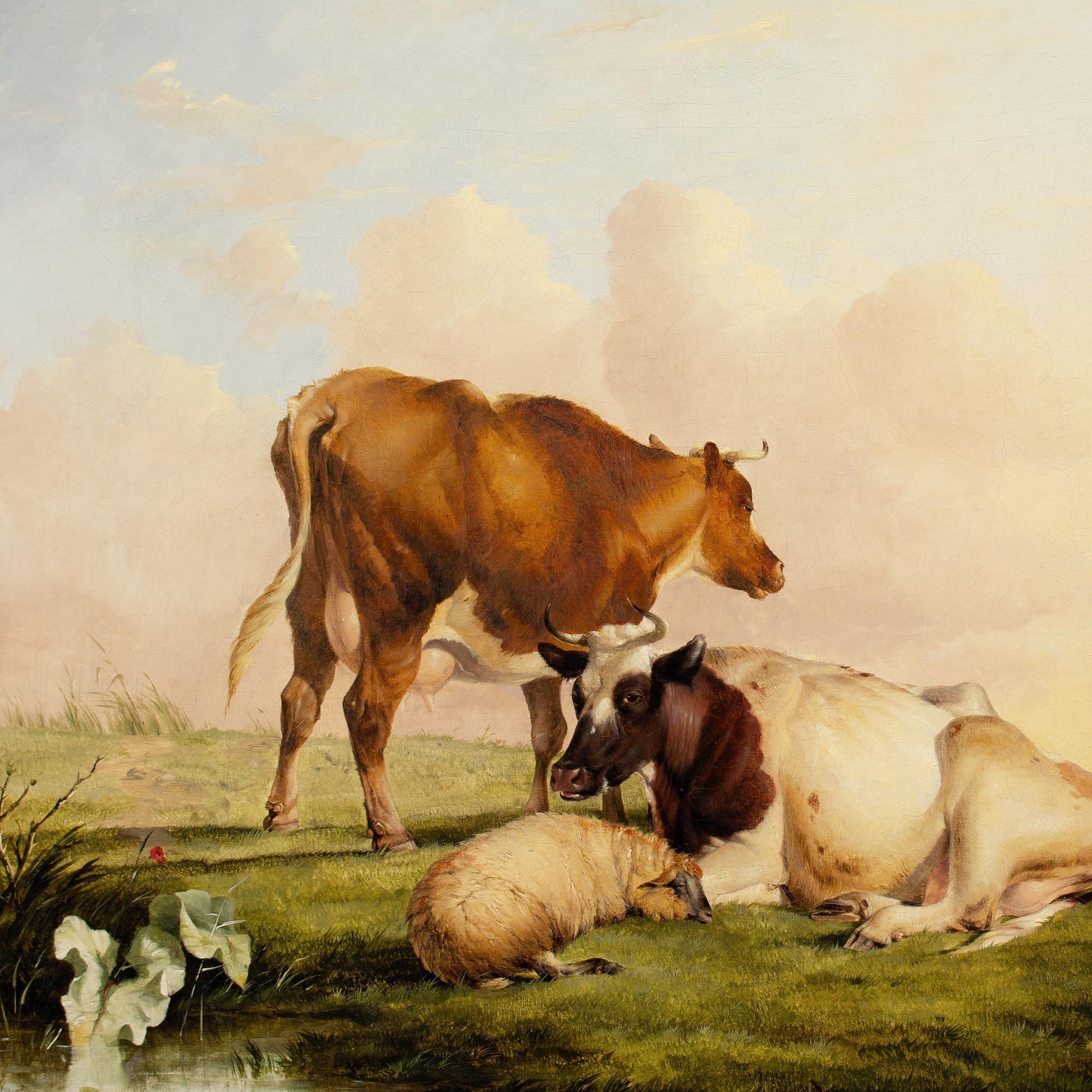 Thomas Sidney Cooper RA, Livestock In A Landscape With River Beyond For Sale 5