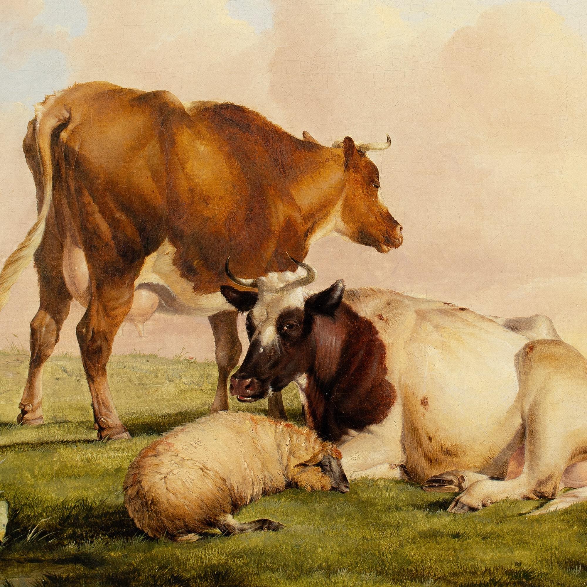 Thomas Sidney Cooper RA, Livestock In A Landscape With River Beyond For Sale 7