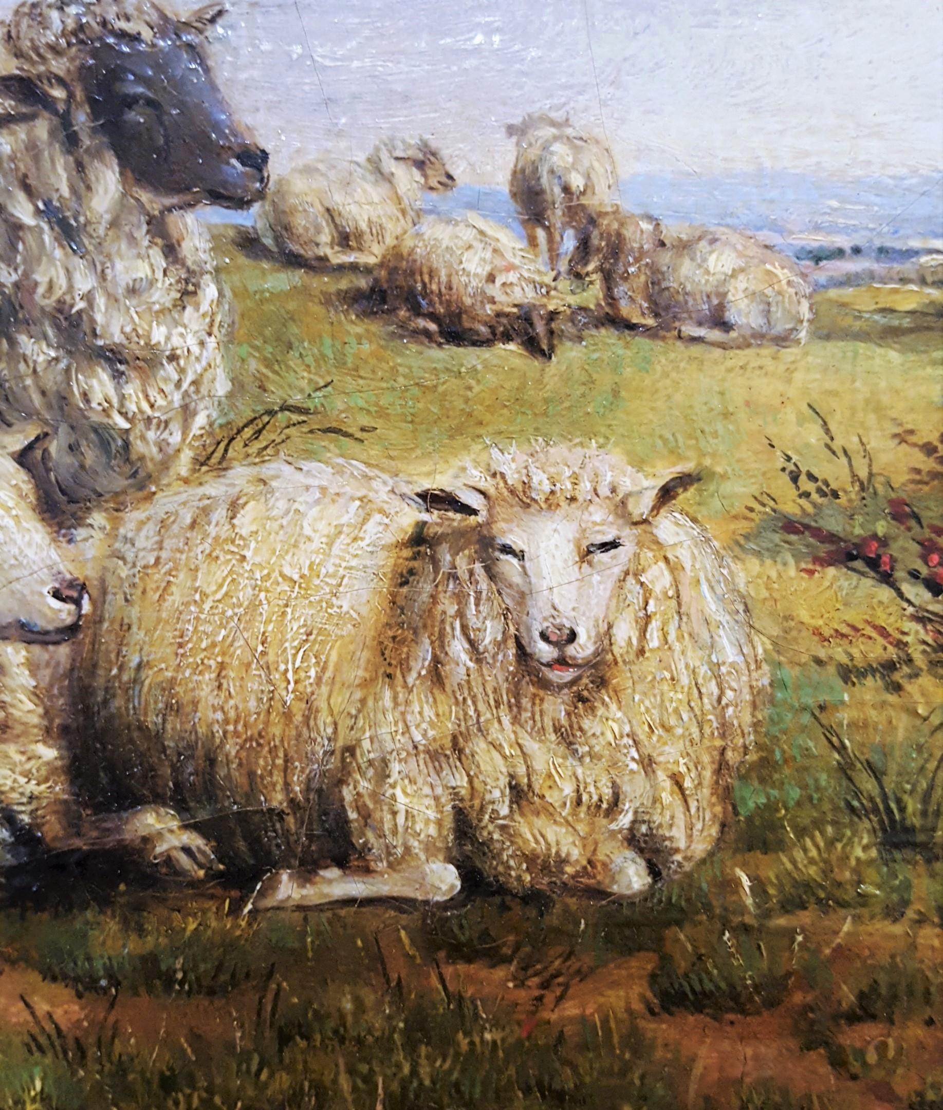 Landscape with Resting Sheep /// Victorian Thomas Sidney Cooper Animal Farm Art 7
