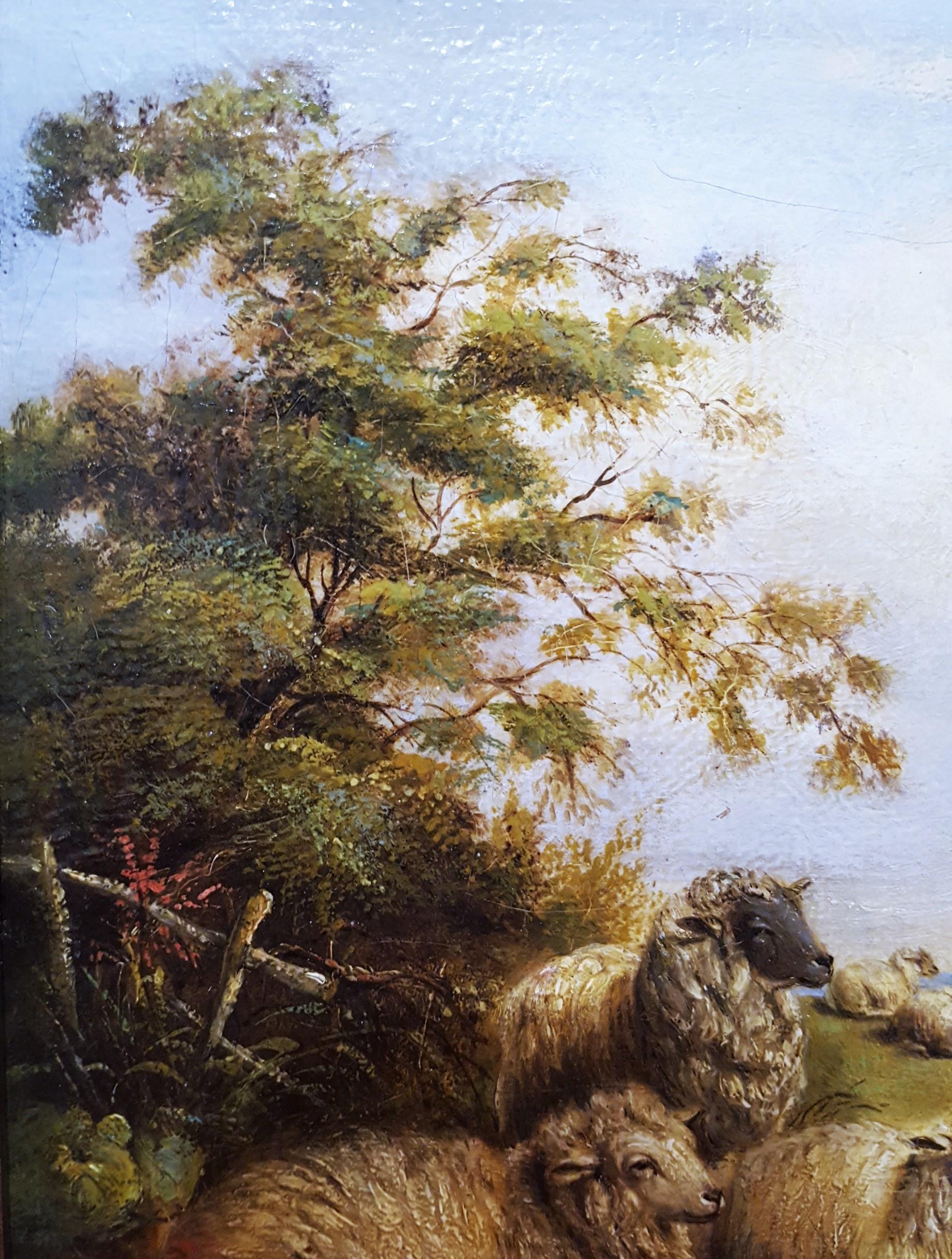 Landscape with Resting Sheep /// Victorian Thomas Sidney Cooper Animal Farm Art 11