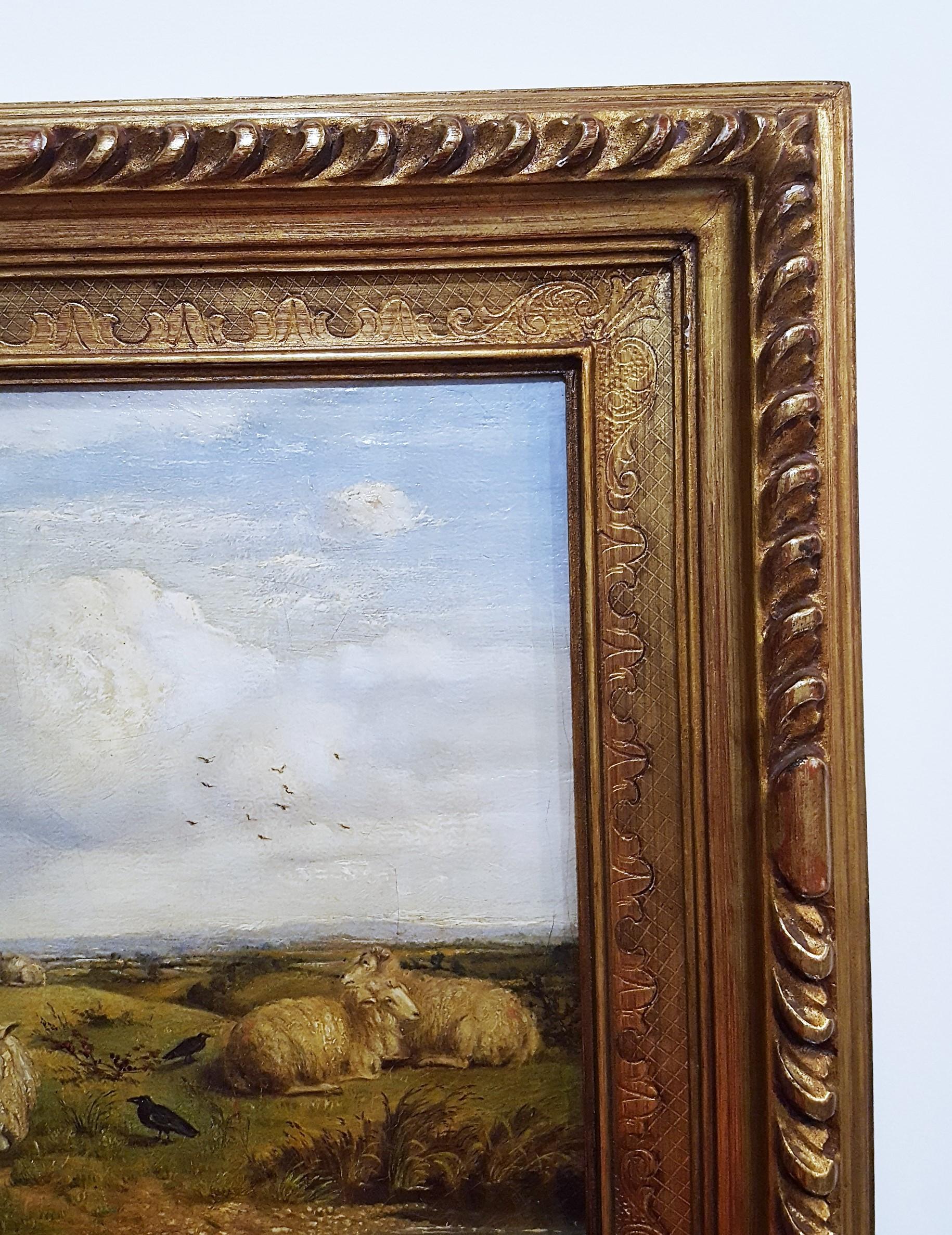 Landscape with Resting Sheep /// Victorian Thomas Sidney Cooper Animal Farm Art 2
