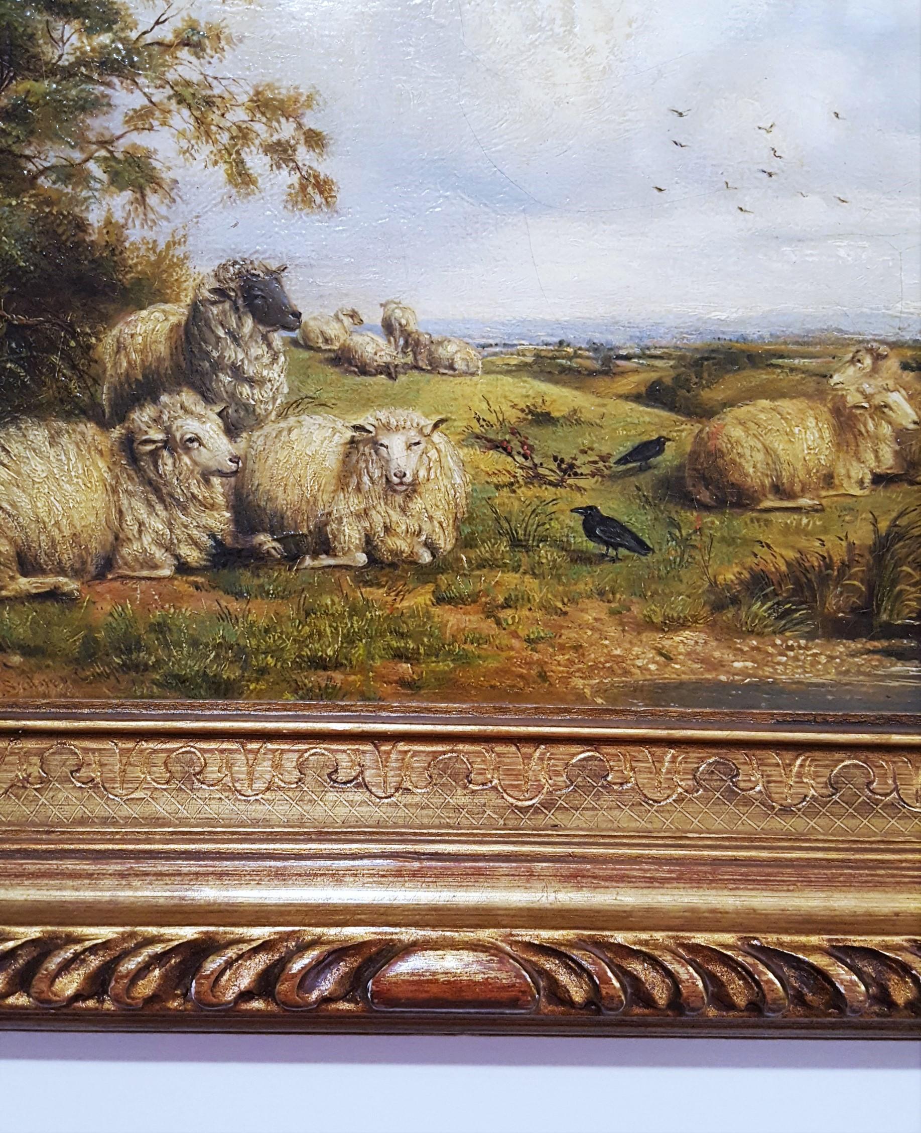 Landscape with Resting Sheep /// Victorian Thomas Sidney Cooper Animal Farm Art 5