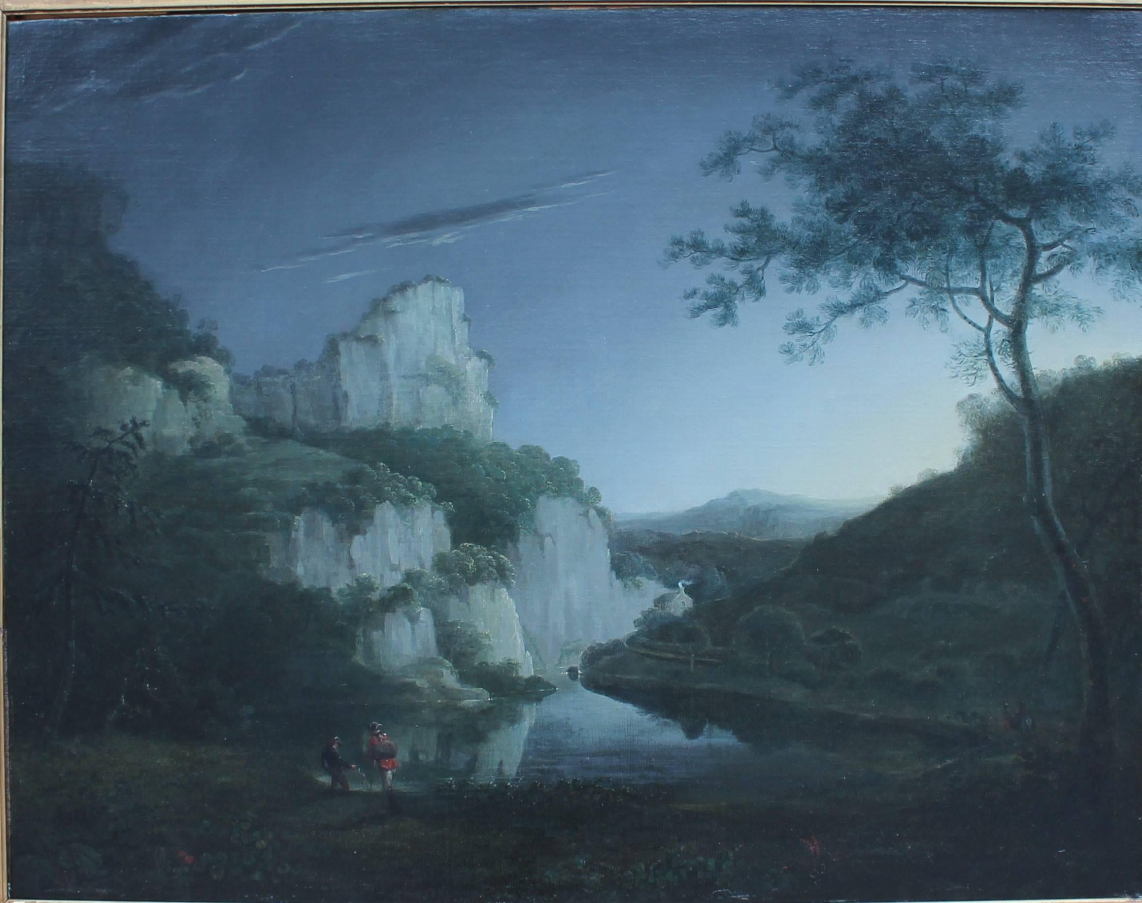 Peinture à l'huile du 18ème siècle - Paysage de lanternes de Matlock à haute torsion - Painting de Thomas Smith (b.1720)