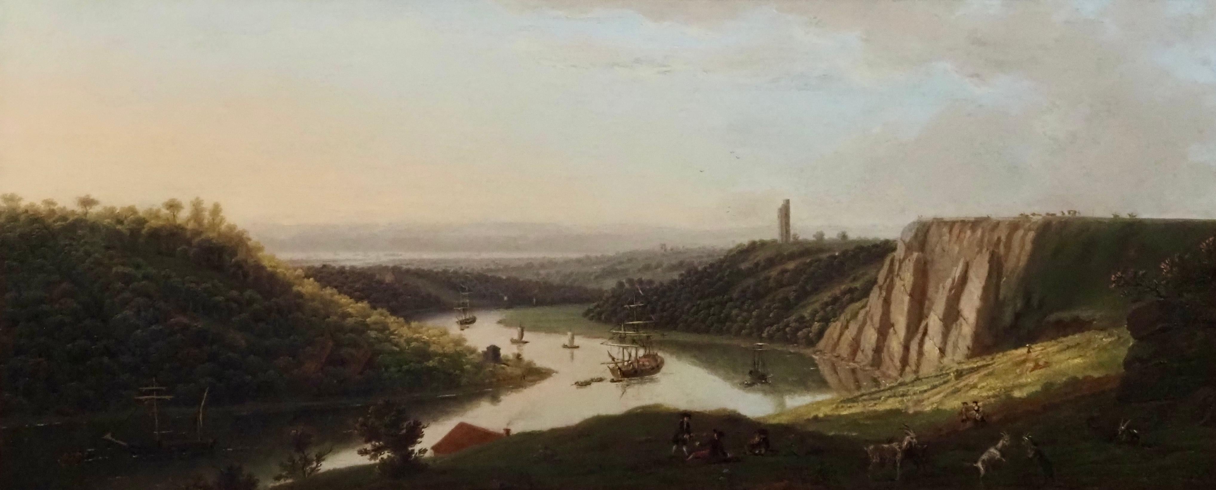 Blick auf die Schifffahrt auf dem Avon von Durdham Down, in der Nähe von Bristol – Painting von Thomas Smith of Derby