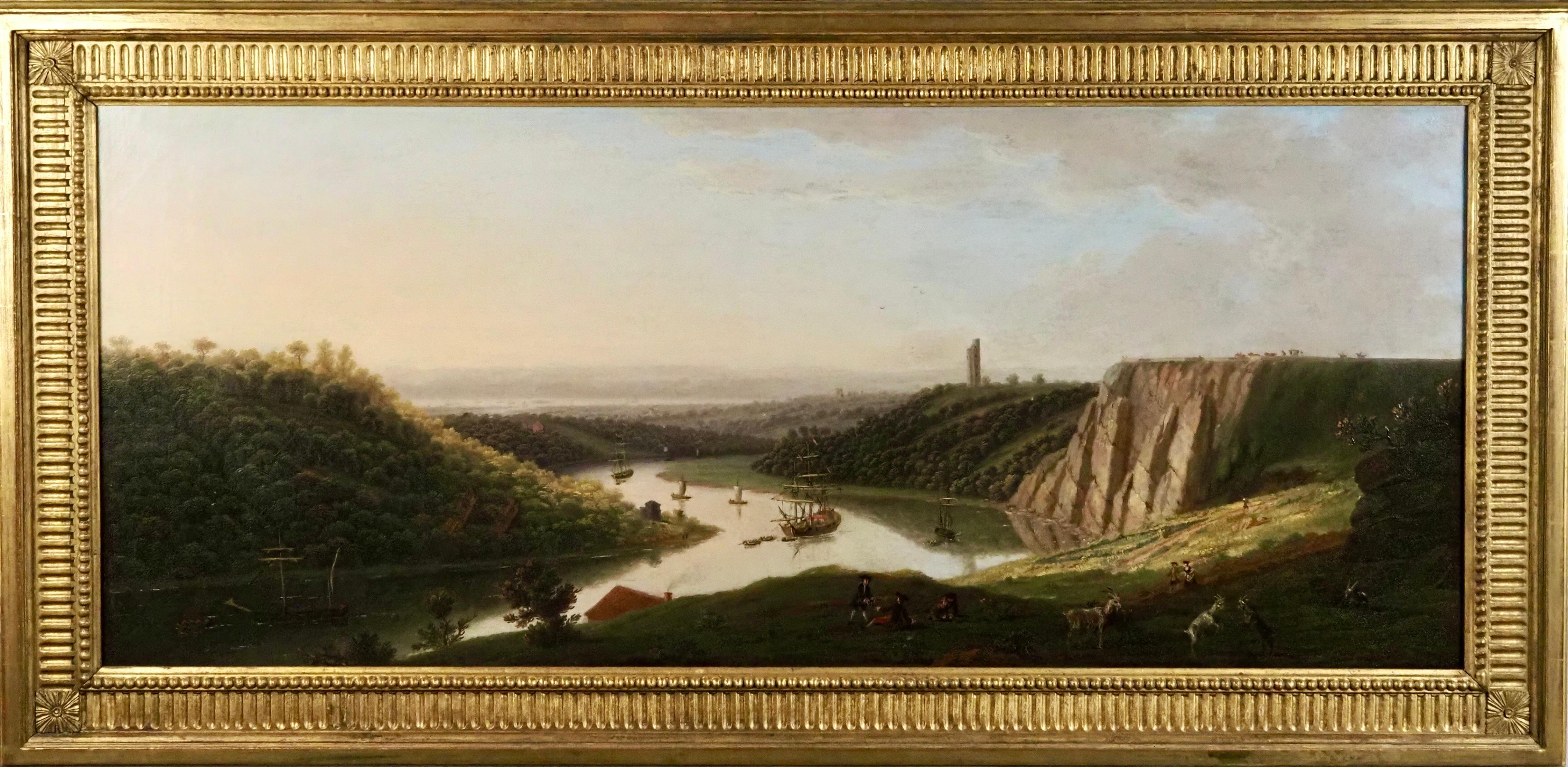 Thomas Smith of Derby Landscape Painting – Blick auf die Schifffahrt auf dem Avon von Durdham Down, in der Nähe von Bristol