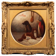Perros en el interior de un establo