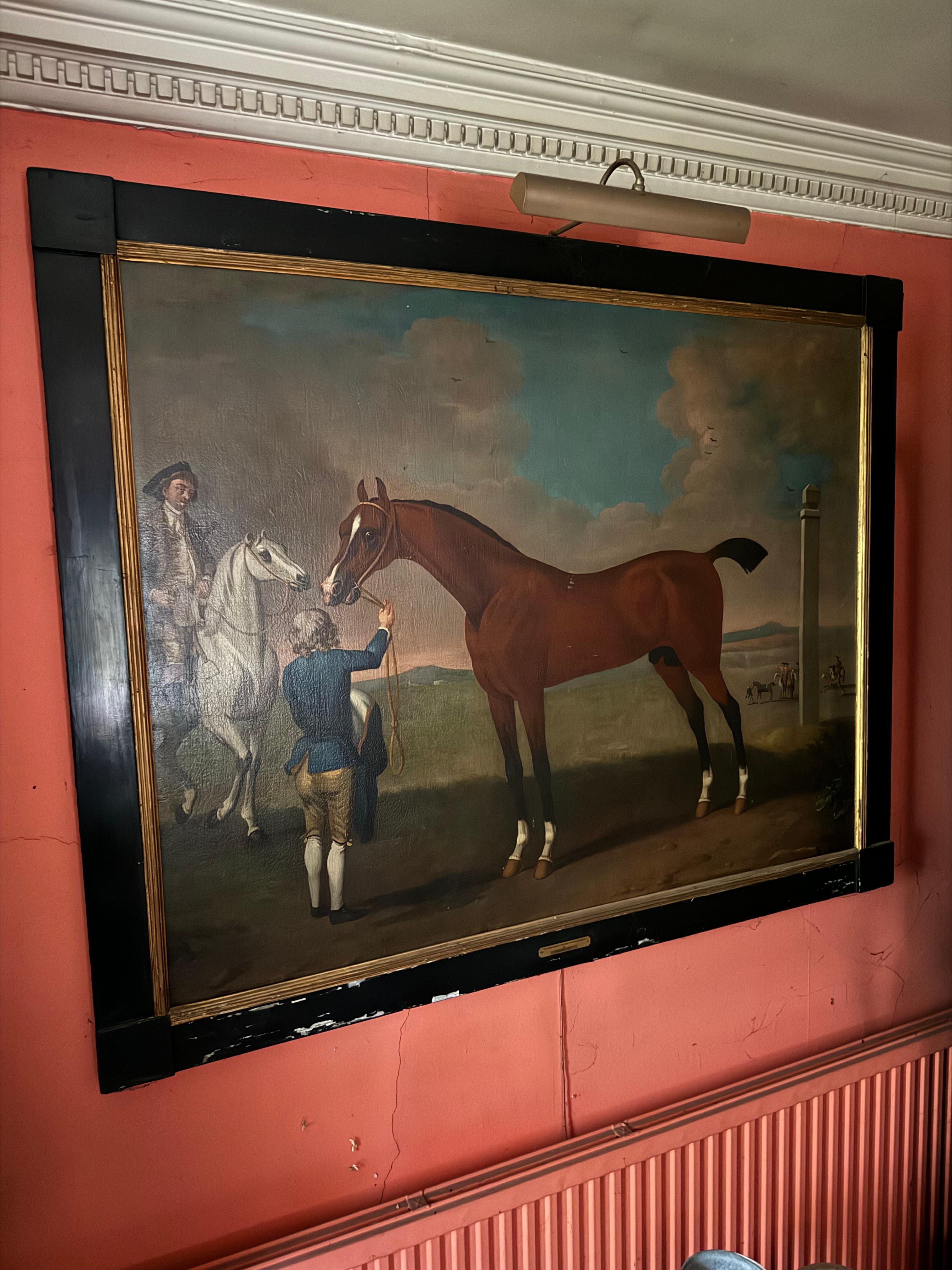 Ritratto del cavallo da corsa Flying Childers Olio su tela britannico del XVIII secolo in vendita 1
