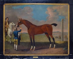 Ritratto del cavallo da corsa Flying Childers Olio su tela britannico del XVIII secolo