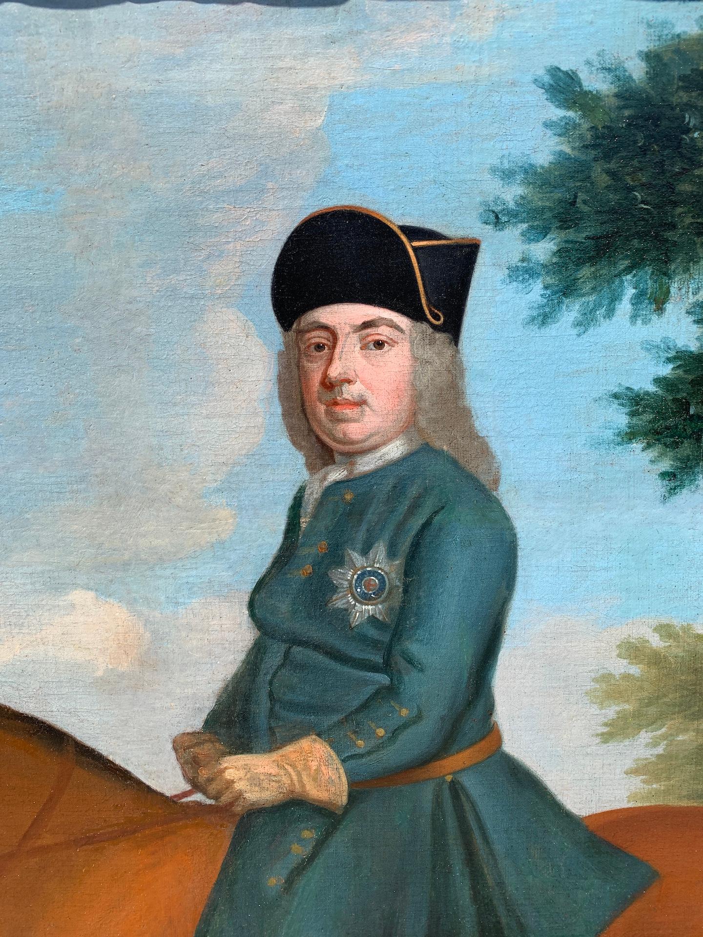 Englisches Porträt des Herzogs von Newcastle auf seinem Pferd aus dem 18. Jahrhundert  – Painting von Thomas Spencer