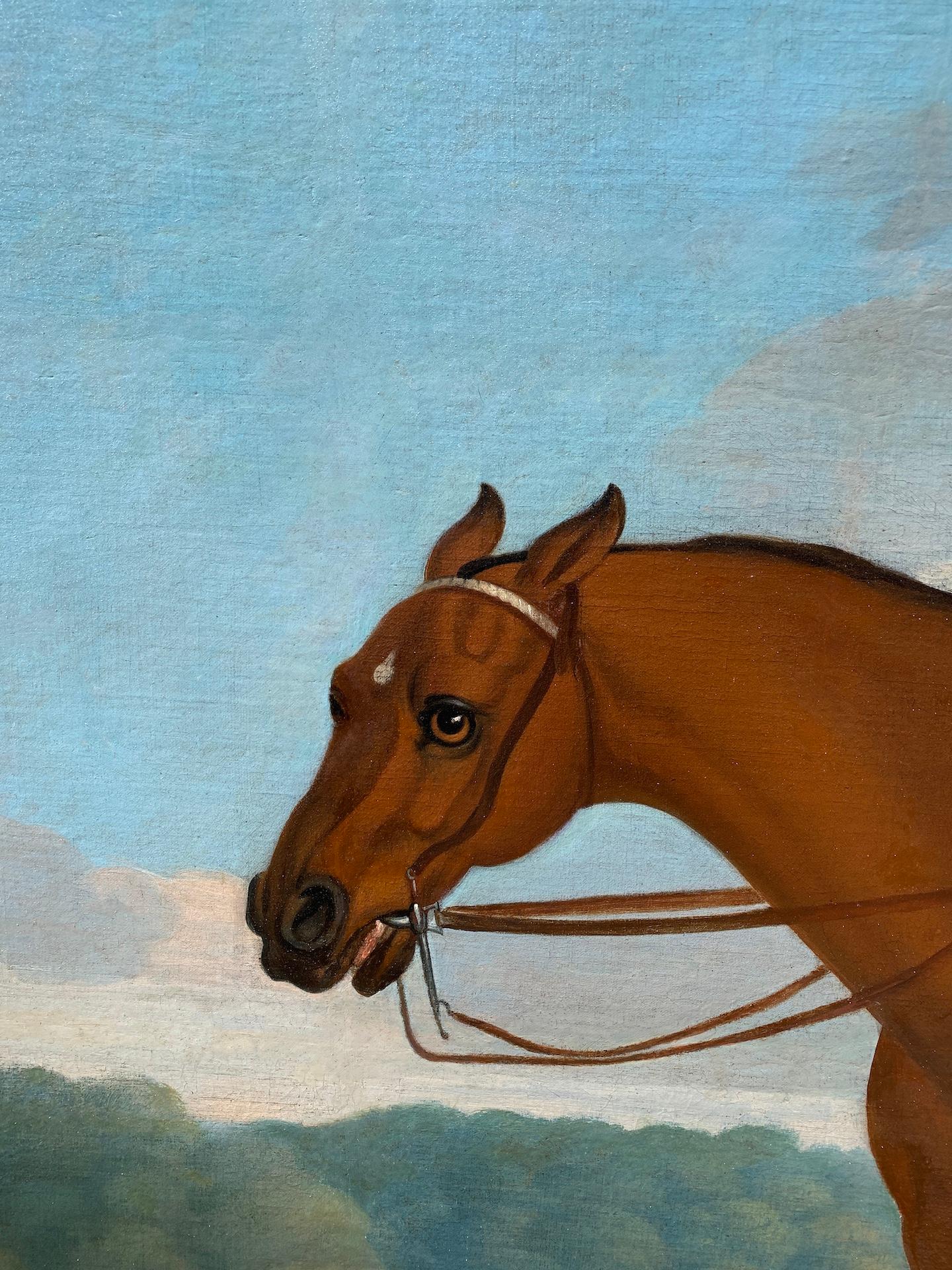 Portrait anglais du XVIIIe siècle du duc de Newcastle sur son cheval avec son cheval, Angleterre  - Maîtres anciens Painting par Thomas Spencer