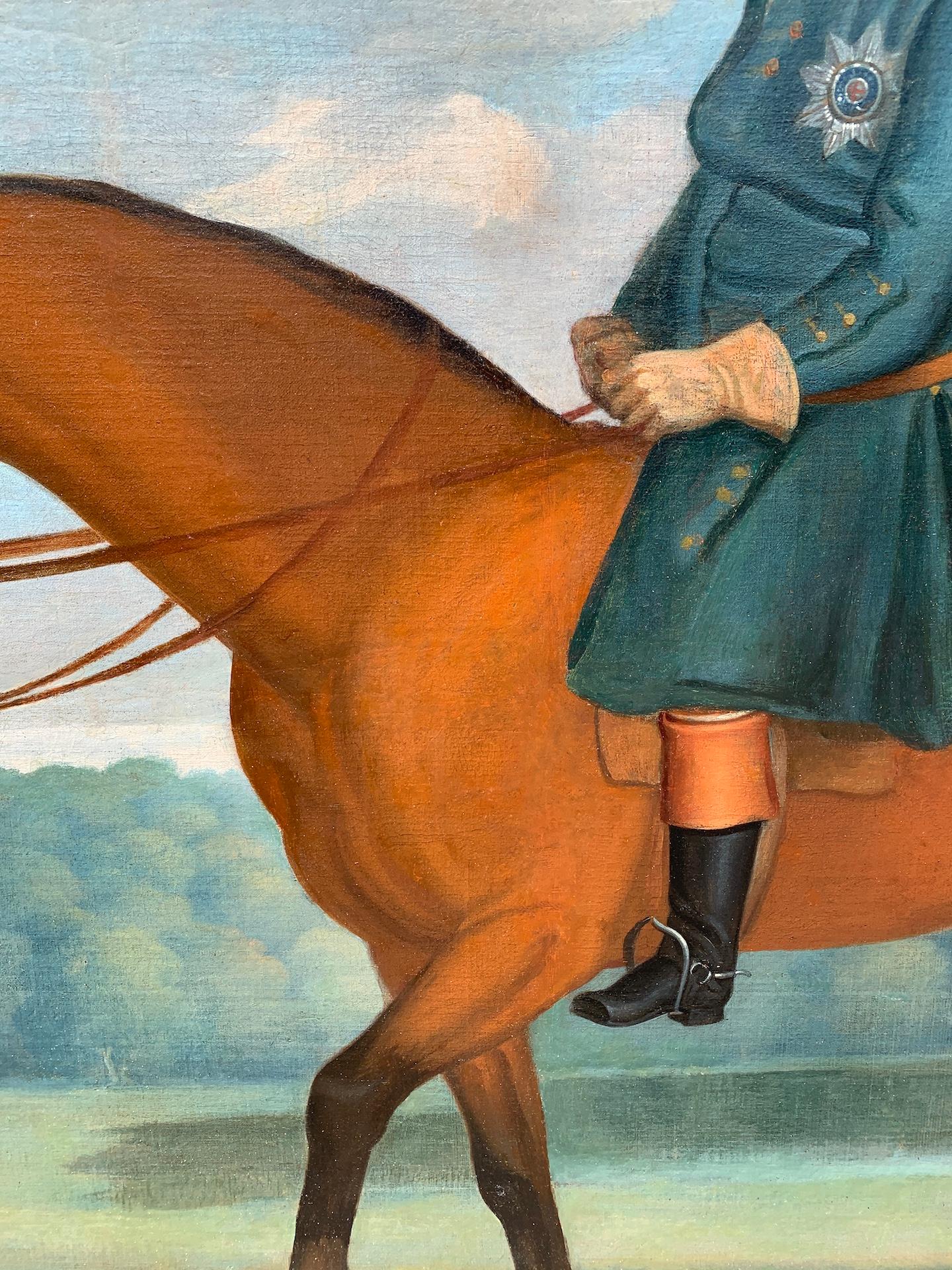 Englisches Porträt des Herzogs von Newcastle auf seinem Pferd aus dem 18. Jahrhundert  (Braun), Portrait Painting, von Thomas Spencer