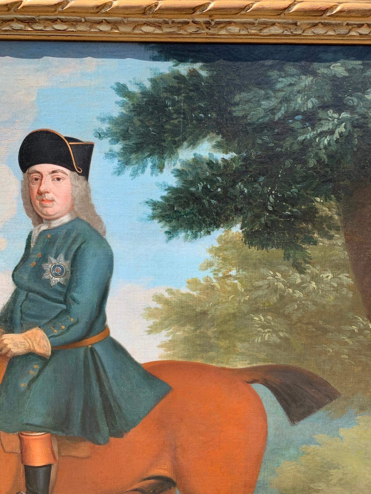Portrait anglais du XVIIIe siècle du duc de Newcastle sur son cheval avec son cheval, Angleterre  en vente 2