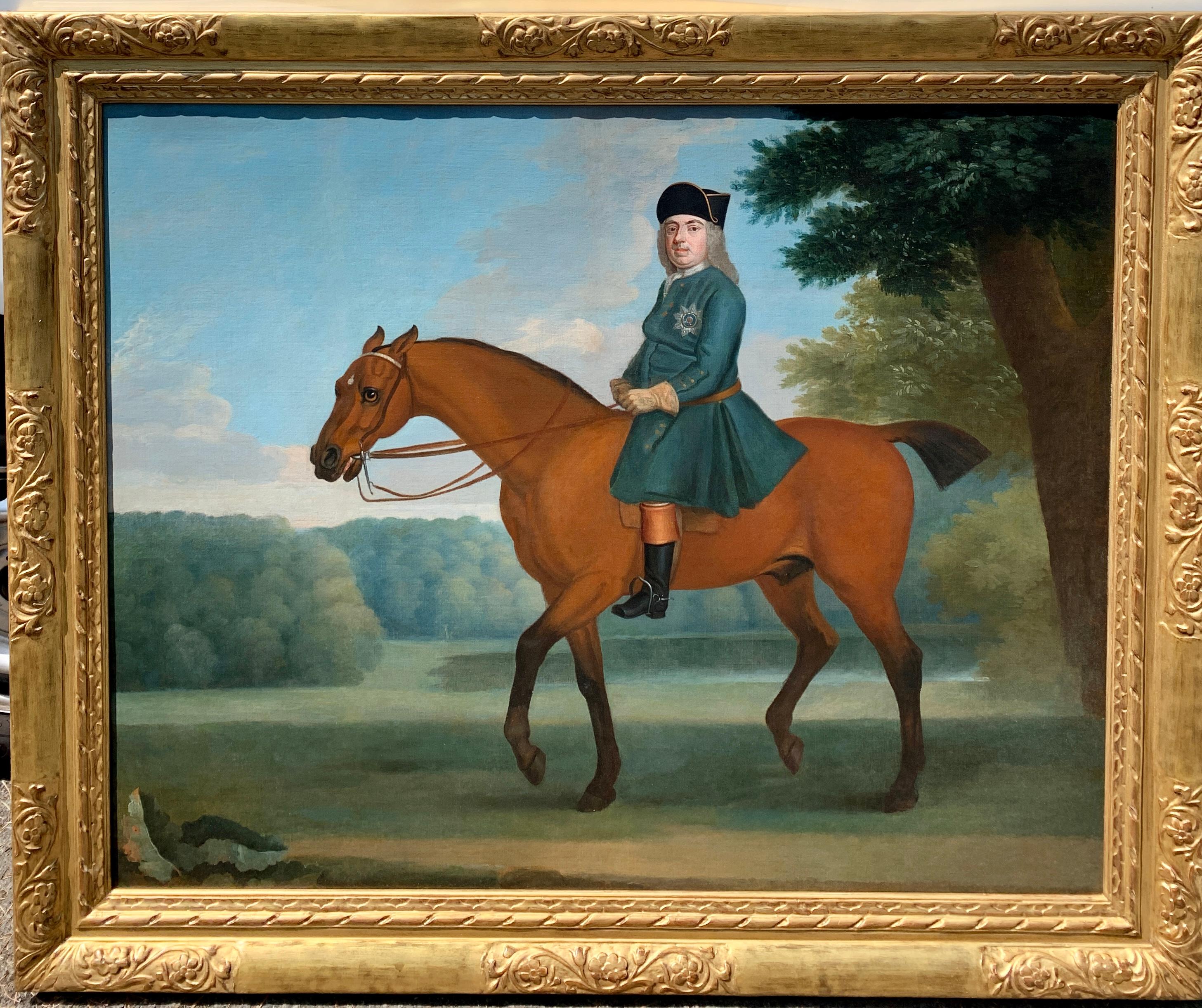 18th century English portrait of the Duke of Newcastle upon his horse in 