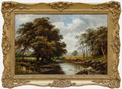 Thomas Spinks (1847-1927) - 1885 Oil, A Tranquil Summer River