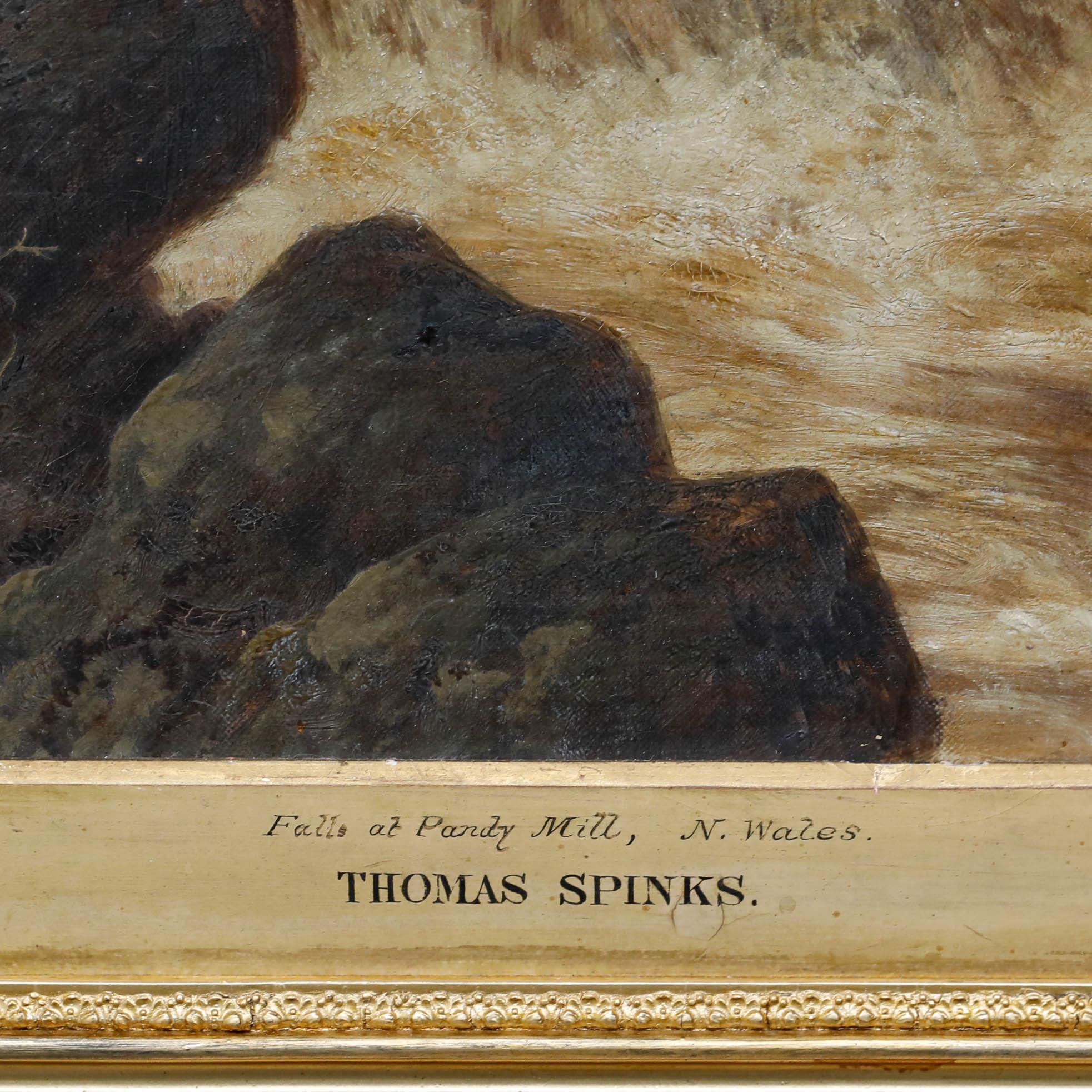 Thomas Spinks (1847-1927) - Gerahmtes Ölgemälde, Die Wasserfälle in Pandy Mill im Angebot 2