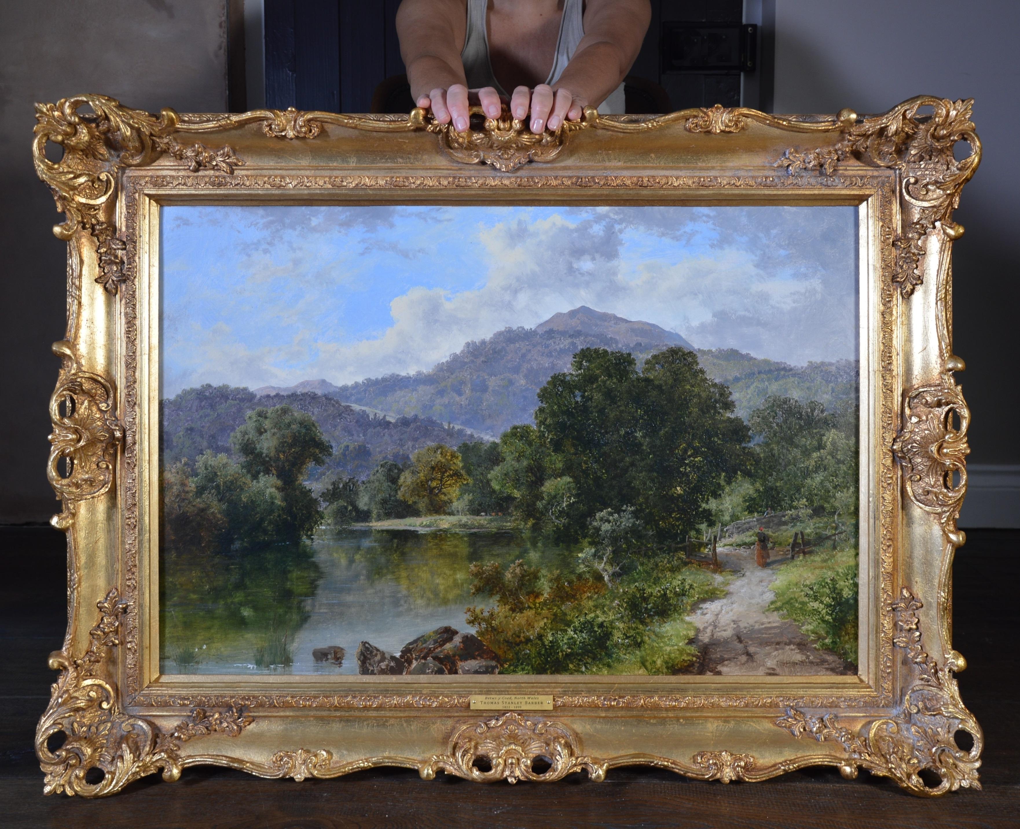 Thomas Stanley Barber Figurative Painting - Betws-y-Coed, North Wales - Large 19th Century Welsh Landscape Oil Painting 