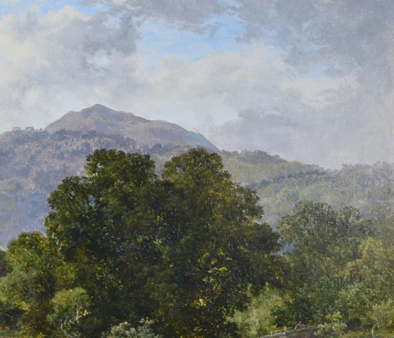 Betws-y-Coed, North Wales - Large 19th Century Welsh Landscape Oil Painting  - Brown Figurative Painting by Thomas Stanley Barber