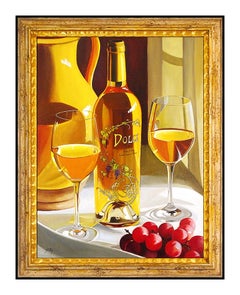 Thomas Stiltz Original Wine Painting Large Oil On Canvas Signed Dolce Vita Art