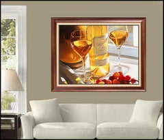 Vintage Thomas Stiltz Large Giclee on Canvas Signed Sautern Grapes White Wine Art Tom
