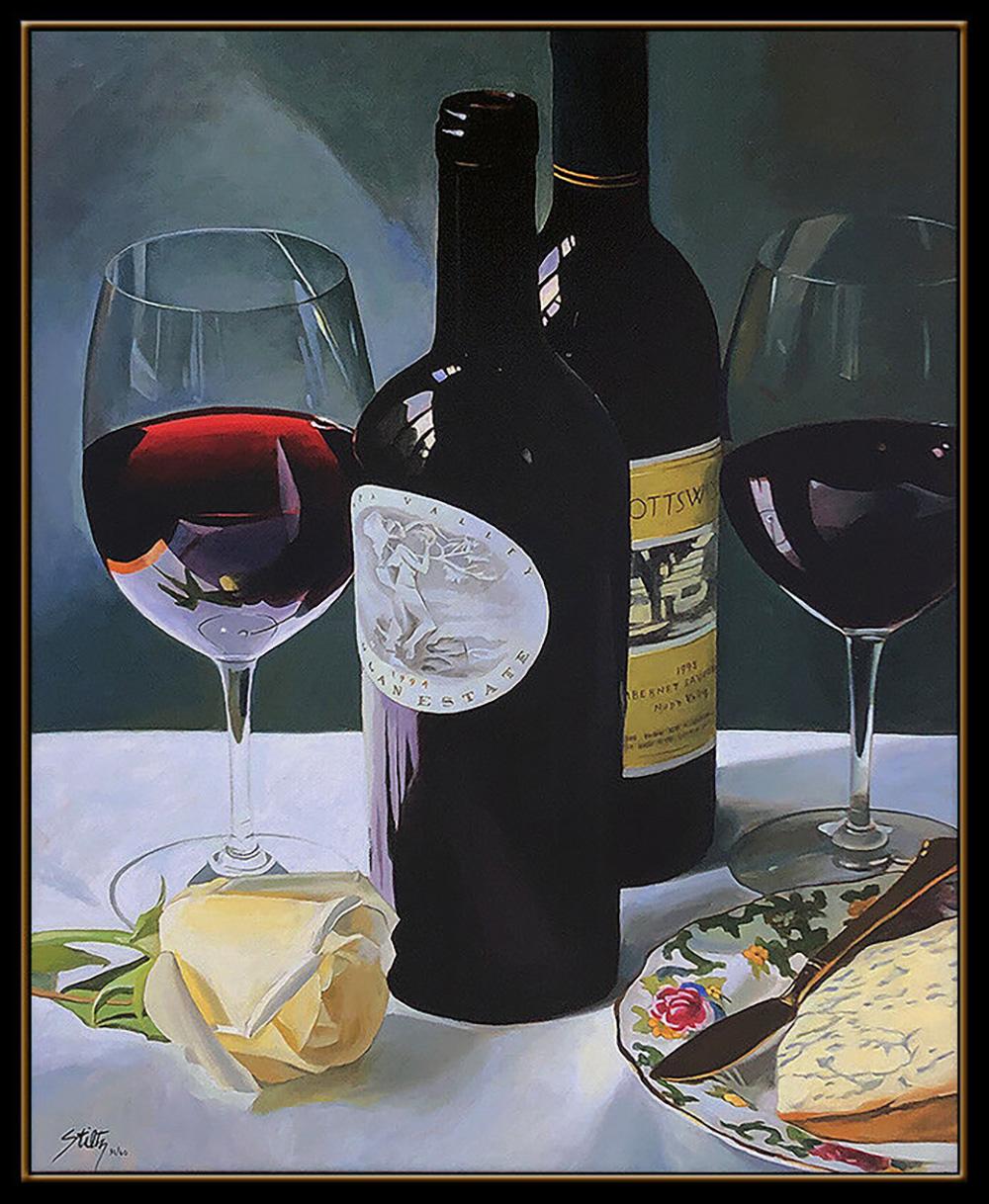 Thomas Stiltz Original Giclee On Canvas Cabernet Wine Stilton Large Signed Art For Sale 2