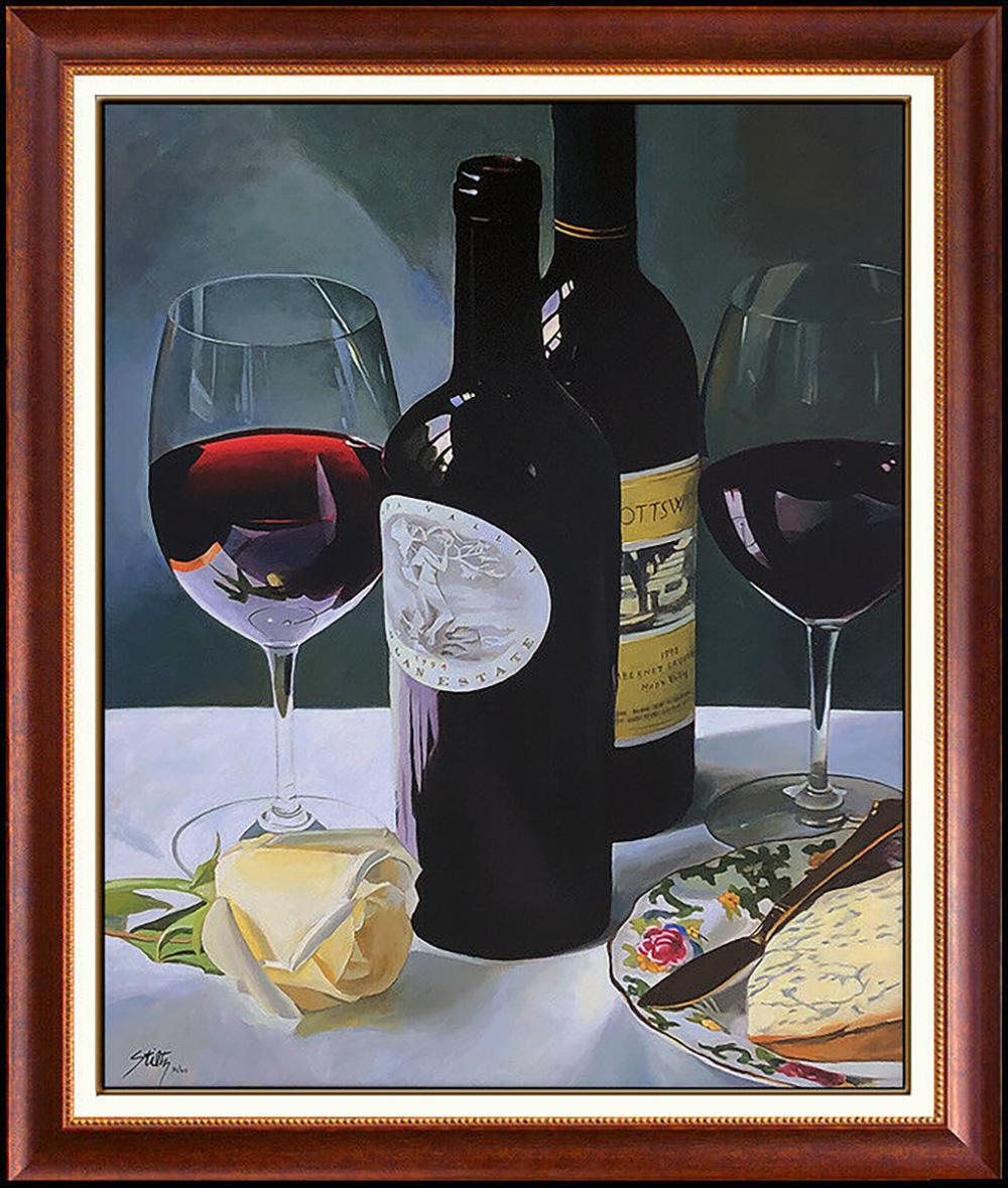 Artist: Thomas Stiltz
Title: Cabernet & Stilton
Medium: Giclee on Canvas
Year: 2002
Edition Number: Edition of 60 (31 of 60)
Artwork Size: 30 x 24 Unframed 
Frame Size: 40 x 34 Framed 