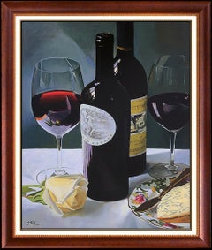 Thomas Stiltz Original Giclee On Canvas Cabernet Wine Stilton Large Signed Art