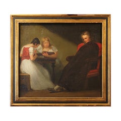 Romanticism Still Life Portrait Painting of a Headmaster with Studying Students