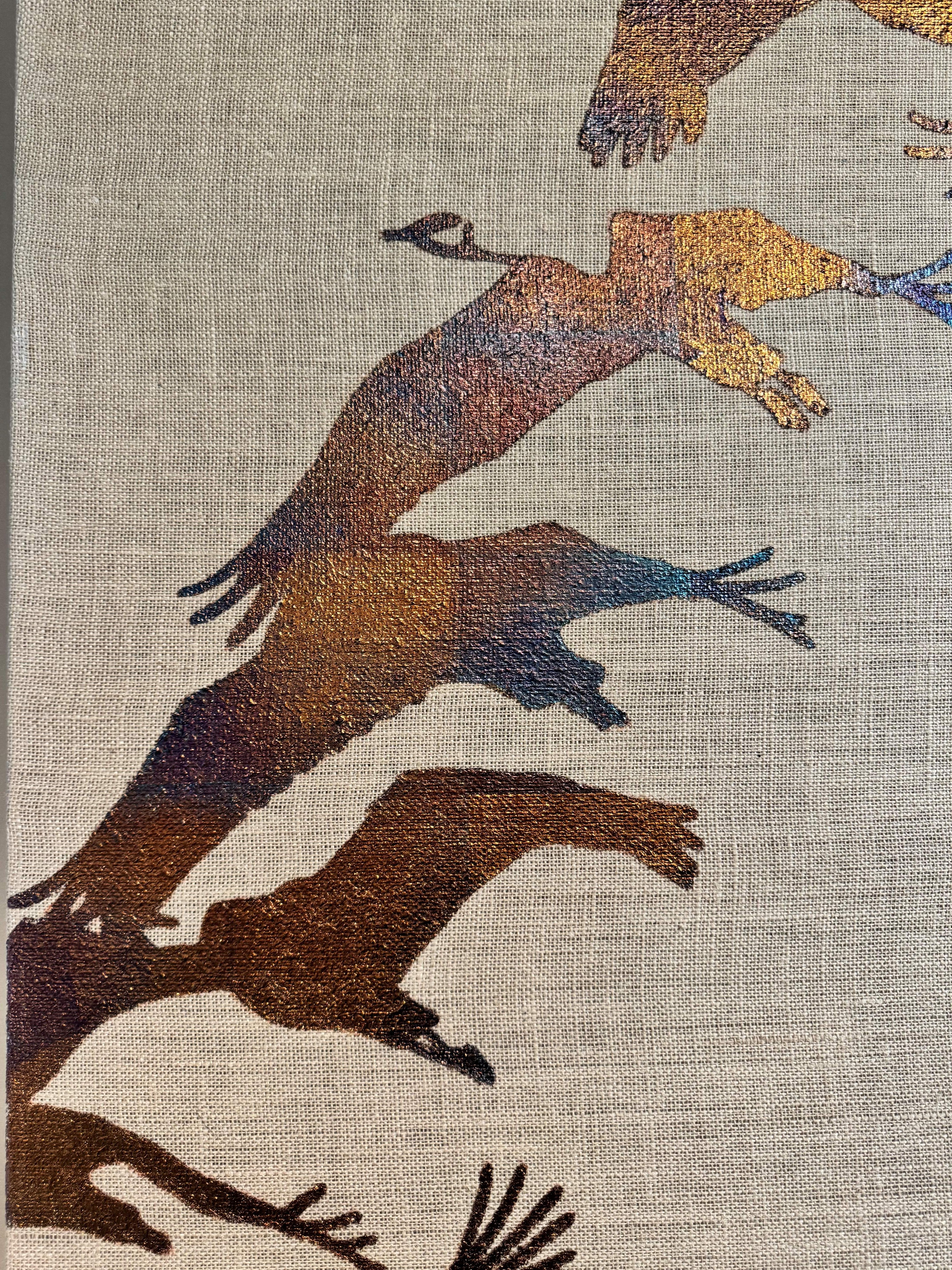 Lueur du coucher de soleil - Or Animal Painting par Thomas Swanston