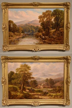 Oil Painting Pair by Thomas Thomas  "Staffordshire Farmsteads"
