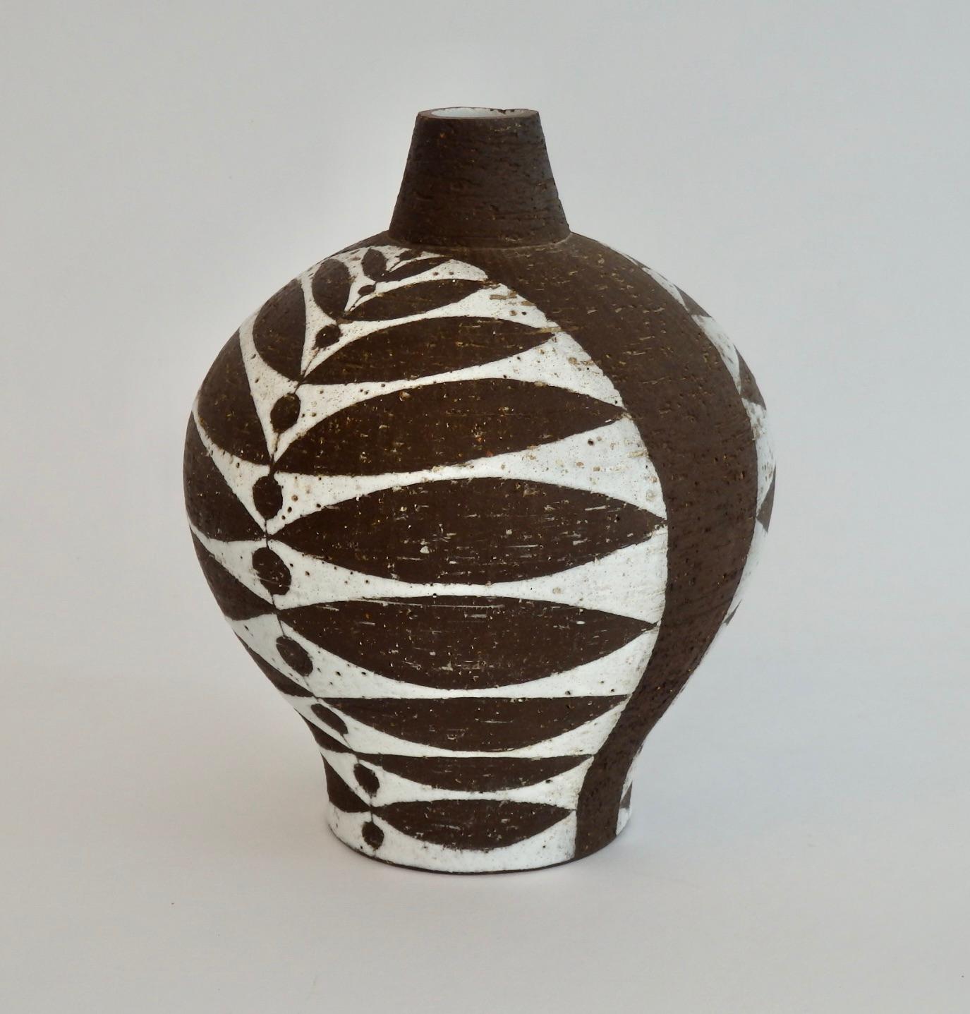 Mid-Century Modern Thomas Toft Black and White Denmark Pottery Vessel