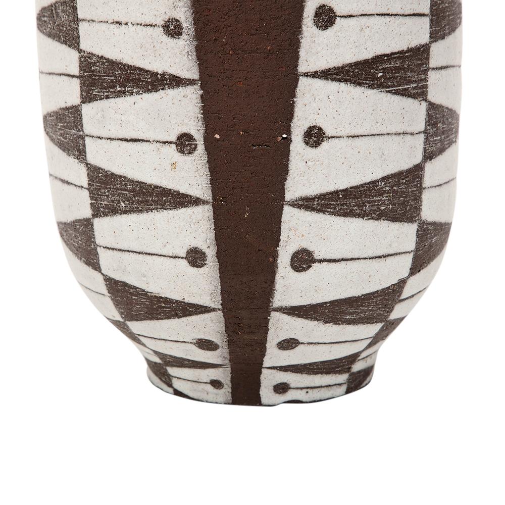 Thomas Toft Vase, Ceramic, White, Brown, Abstract, Geometric, Signed For Sale 1