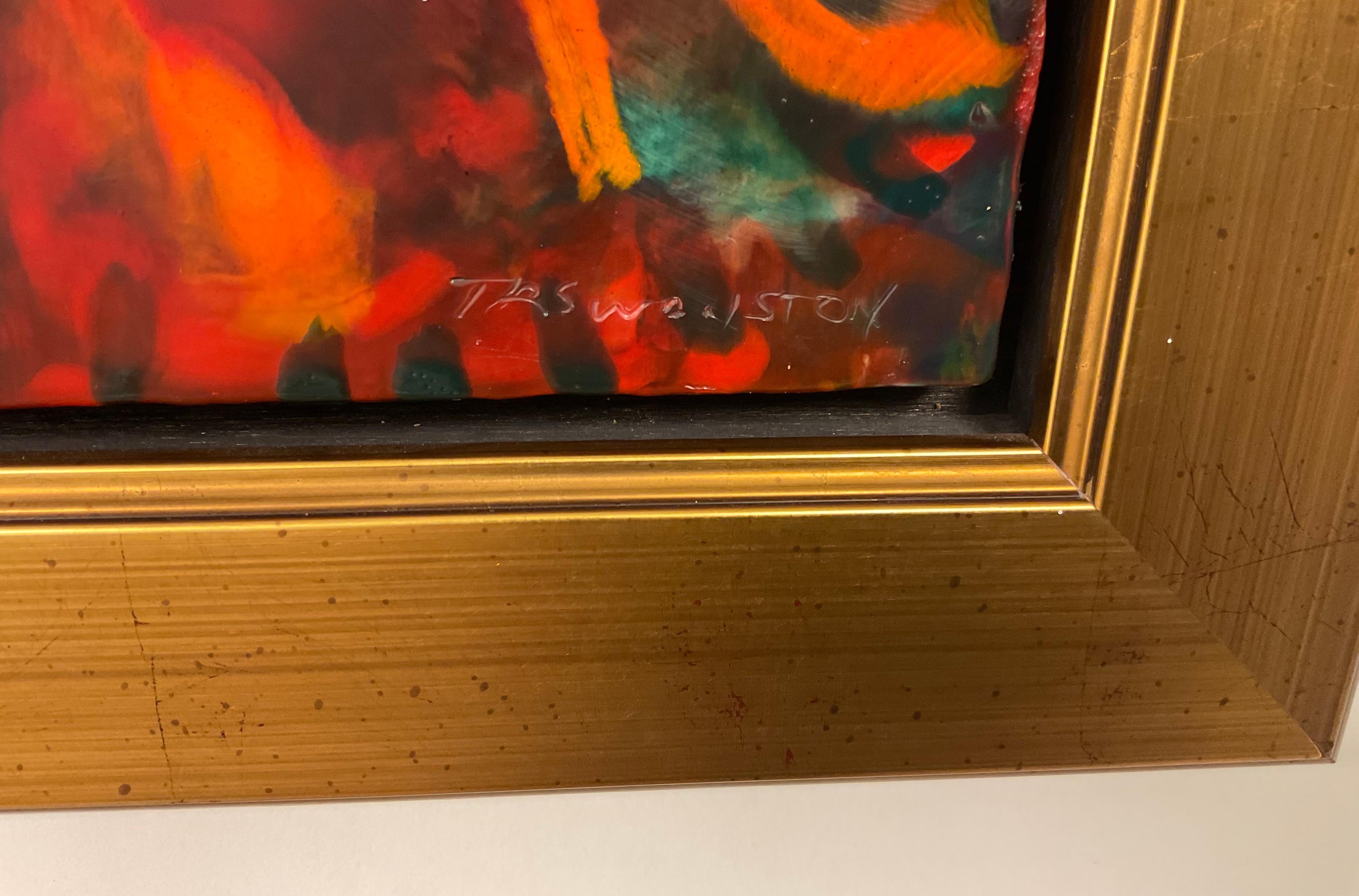 Peinture à l'encaustique sur bois intitulée Swimming in Tokyo de Thomas Tom Swanston Bon état - En vente à Ann Arbor, MI