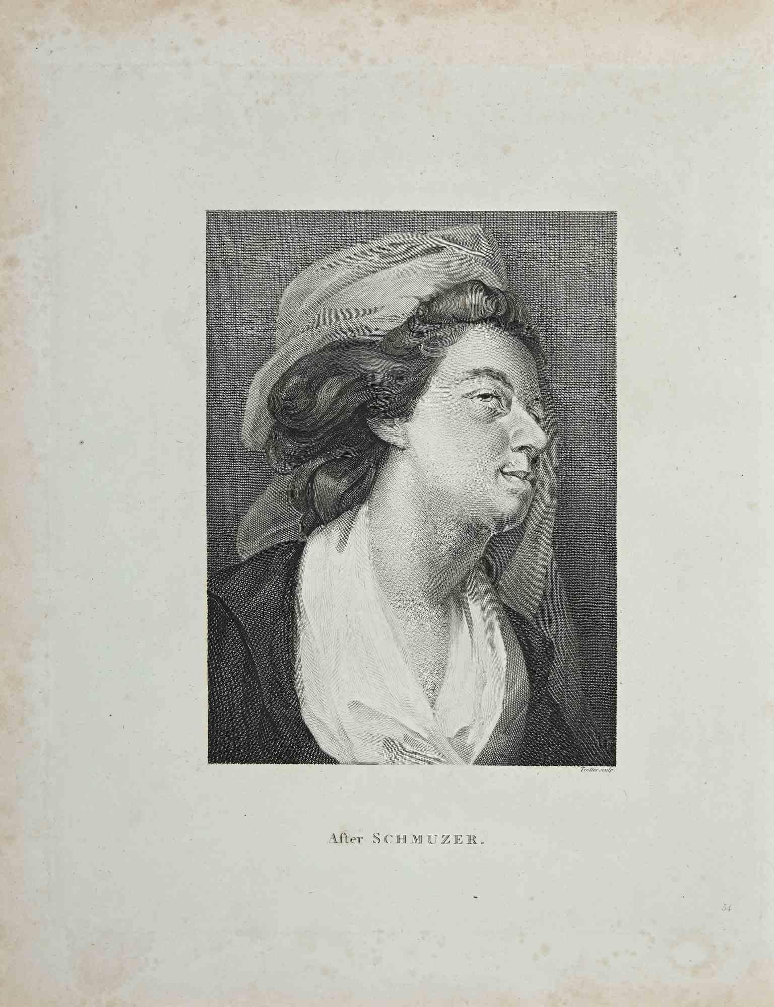 Portrait After Schmuzer - Original Etching After Thomas Trotter - 1810