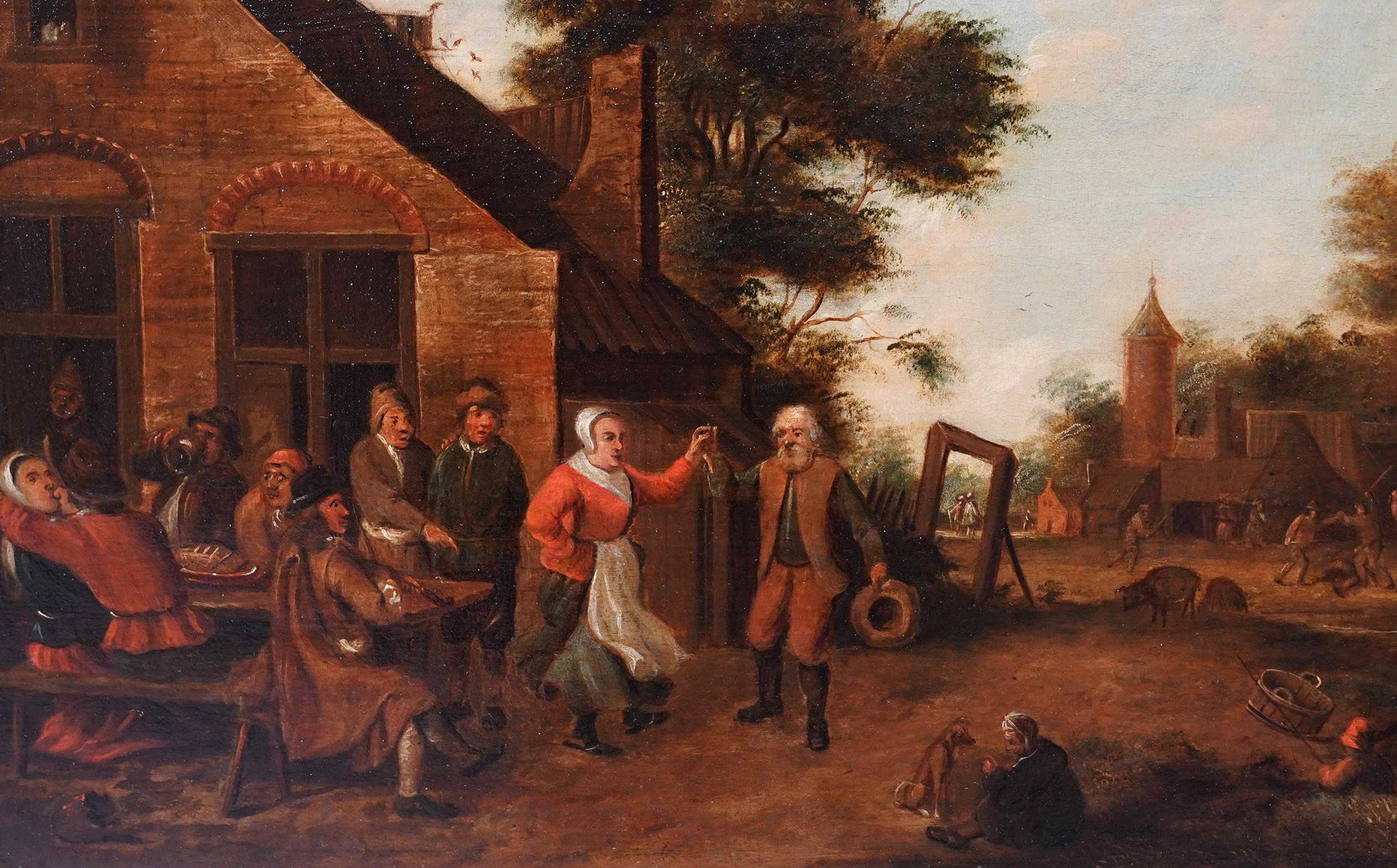 Dorfbewohner in einer Landschaft - Flämische Kunst des 17. Jahrhunderts figurative Landschaft Ölgemälde (Alte Meister), Painting, von Thomas van Apshoven